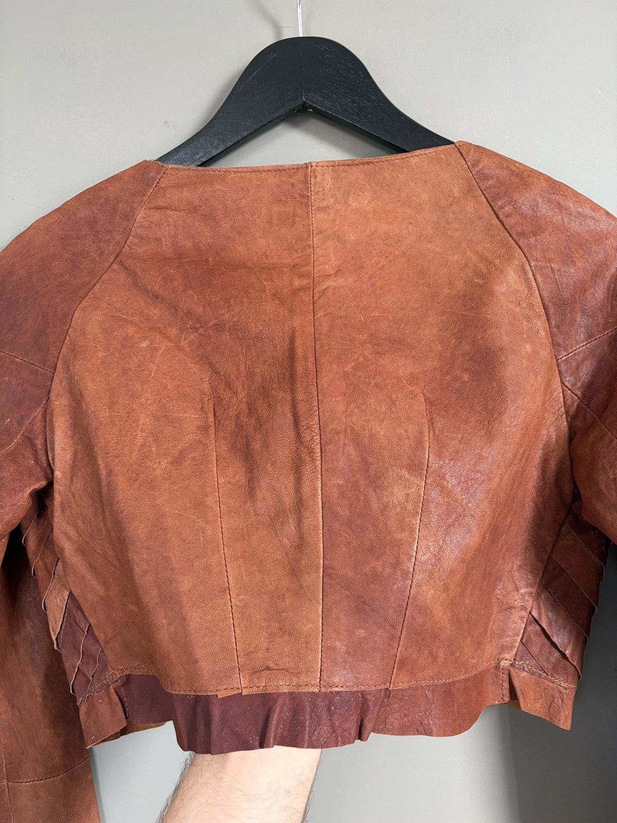 TWINSET Twin Set Simona Barbieri Leather Short Bolero Jacket Size XS / US 0-2 / IT 36-38 - 11 Thumbnail