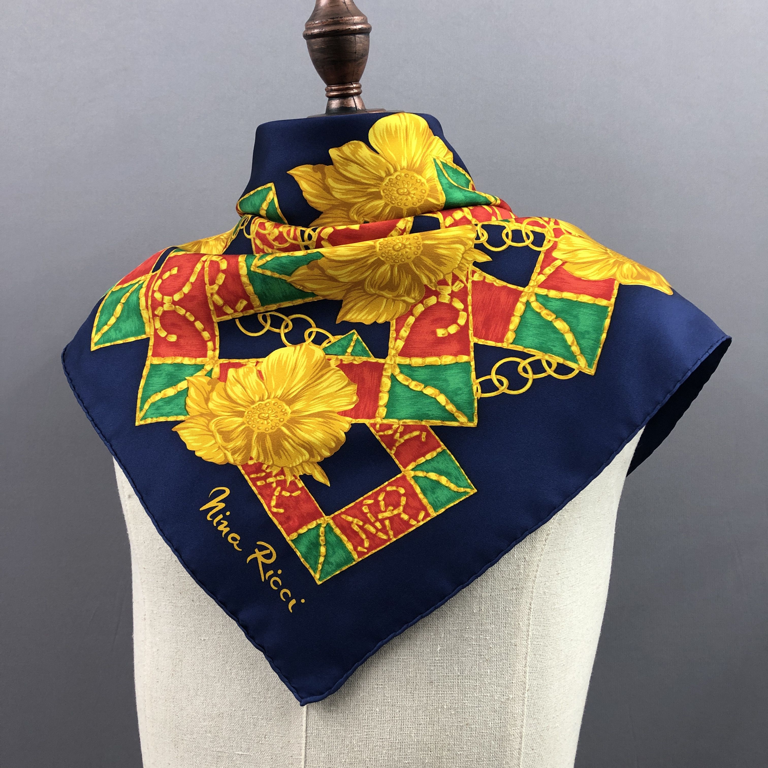 Nina Ricci × Vintage Vintage Nina Ricci SILK Scarf Twill Stole Wraps Scarves Size ONE SIZE - 4 Thumbnail