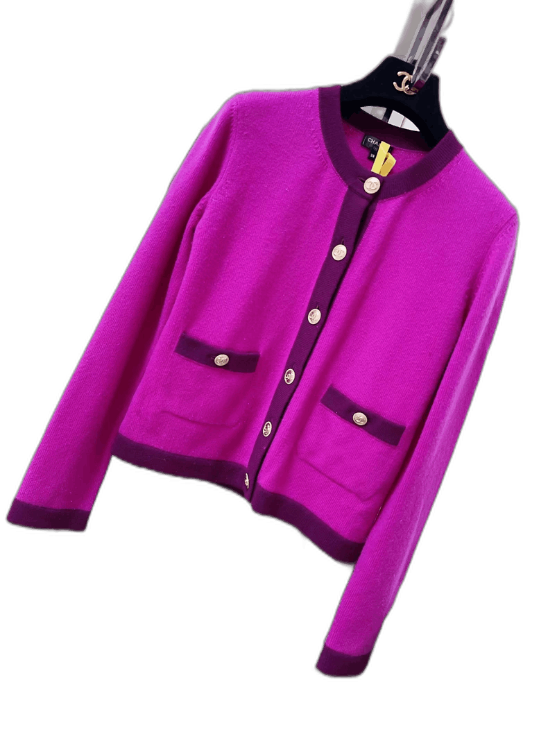 Chanel Chanel Purple Pockets Knitted Cardigan Sweater Size M / US 6-8 / IT 42-44 - 1 Thumbnail