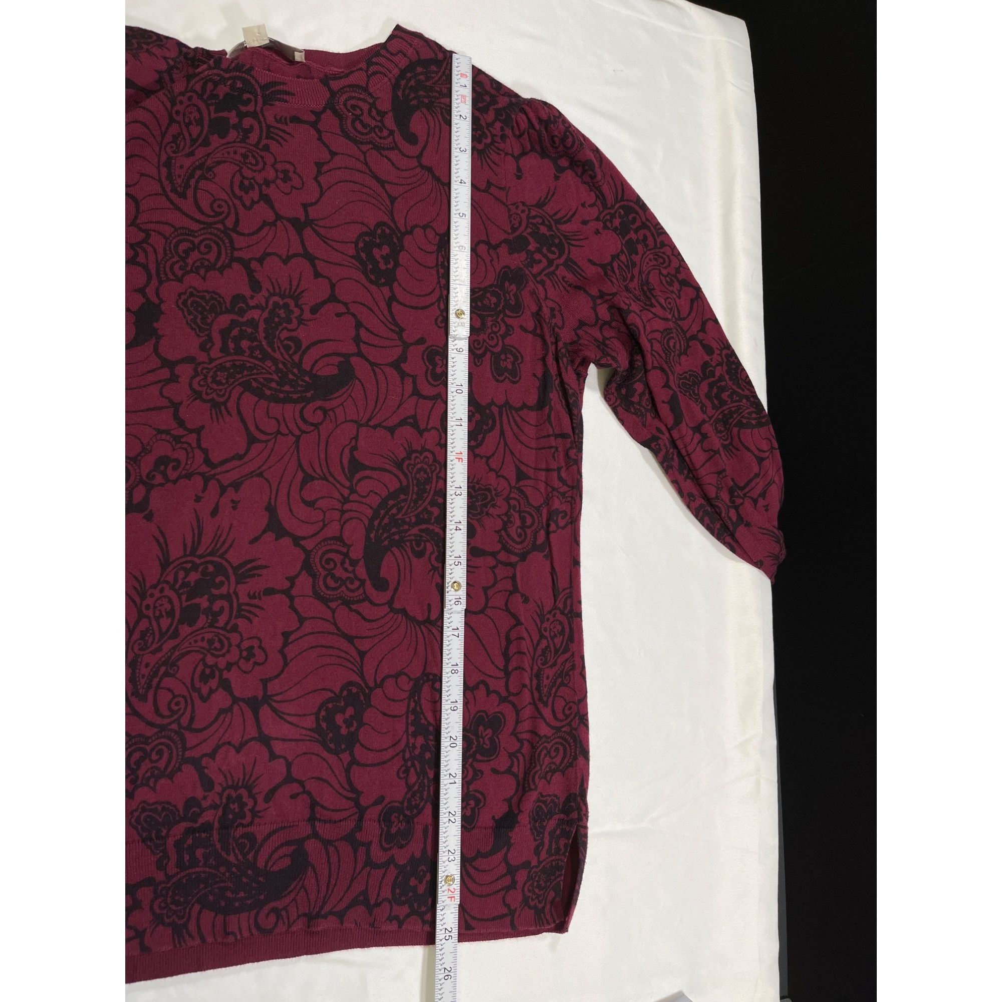Loft LOFT SKU 7743 Womens Purple and Black Floral Sweater Size L Size L / US 10 / IT 46 - 5 Thumbnail