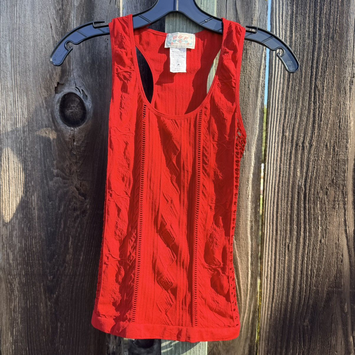 Other F&F Red Jacquard Ribbed Bodycon Tank Cutout Sides One Size Size ONE SIZE - 2 Thumbnail