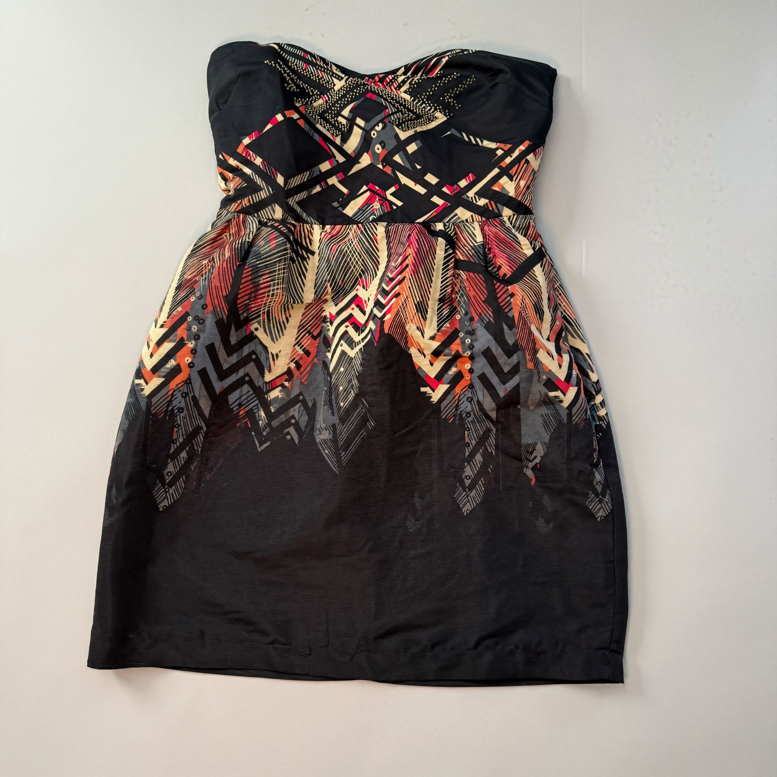 Urban Outfitters Ecote Placed Print Embellished Strapless Dress Size M / US 6-8 / IT 42-44 - 4 Thumbnail