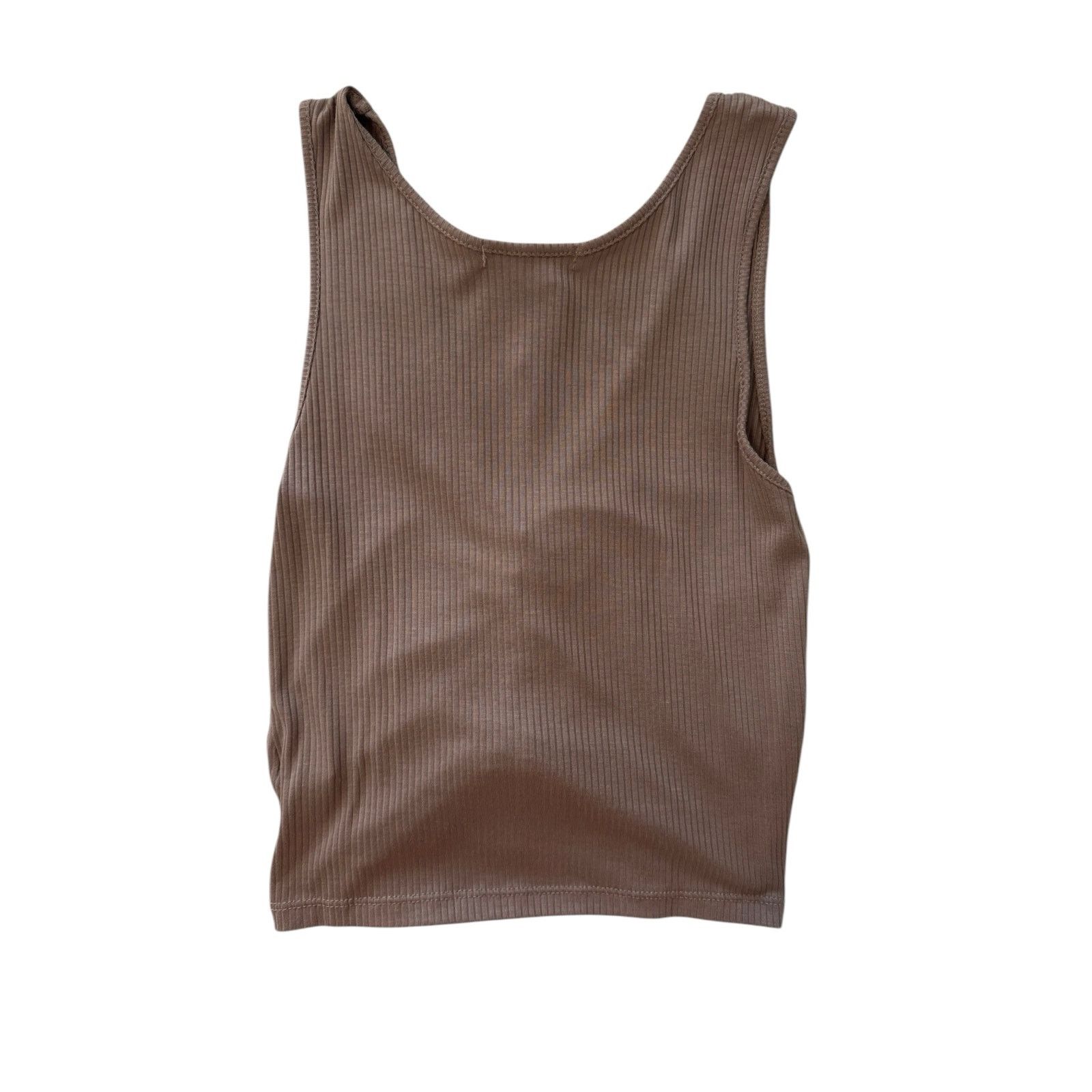 The Unbranded Brand Antistar Ribbed Ruched Tank Top Brown V-Neck Y2K Women’s M Size M / US 6-8 / IT 42-44 - 4 Thumbnail