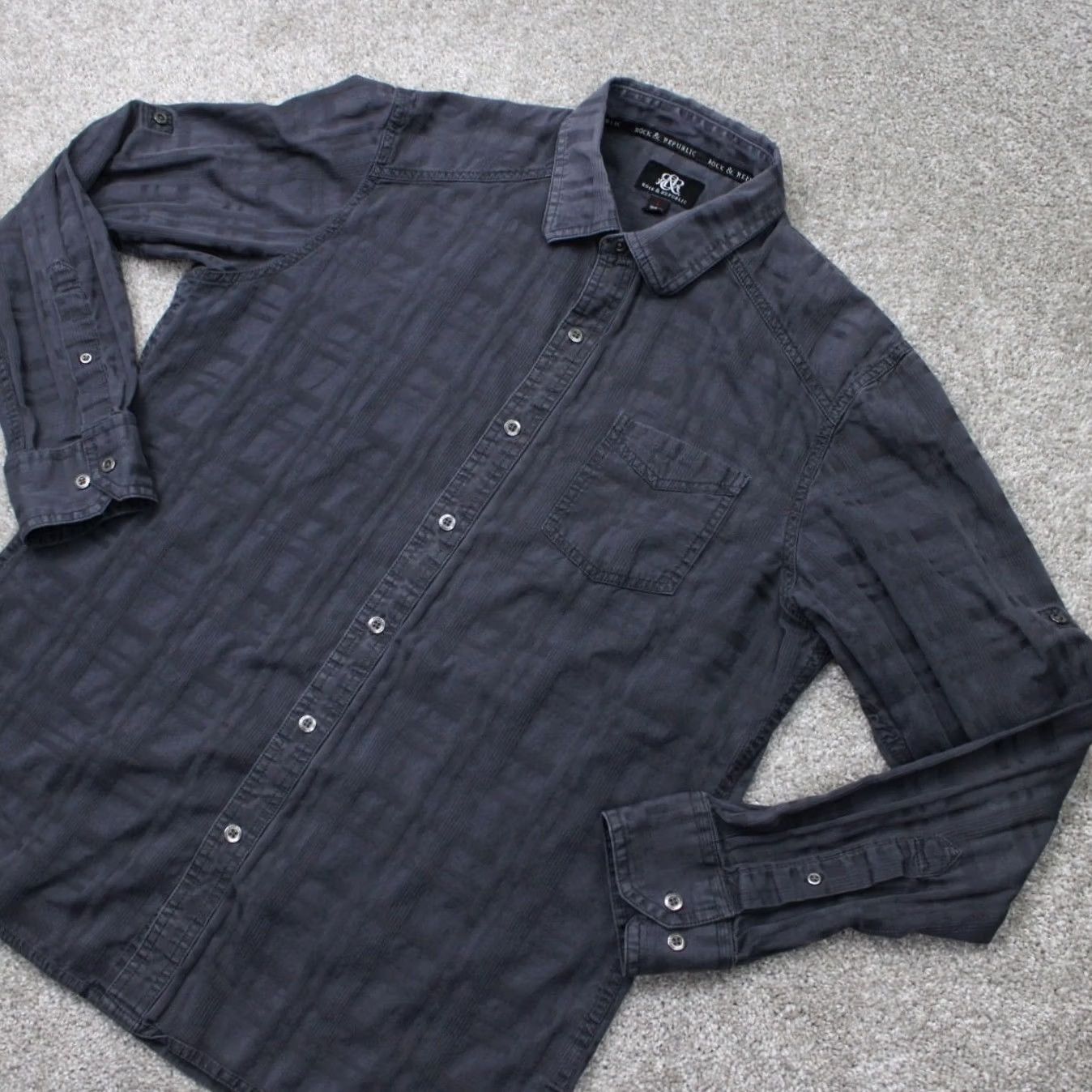 Vintage Rock & Republic Rock & Roll Tab Shirt Mens Large Gray Button Up Long Sleeve Cotton L/S Size US L / EU 52-54 / 3 - 3 Thumbnail