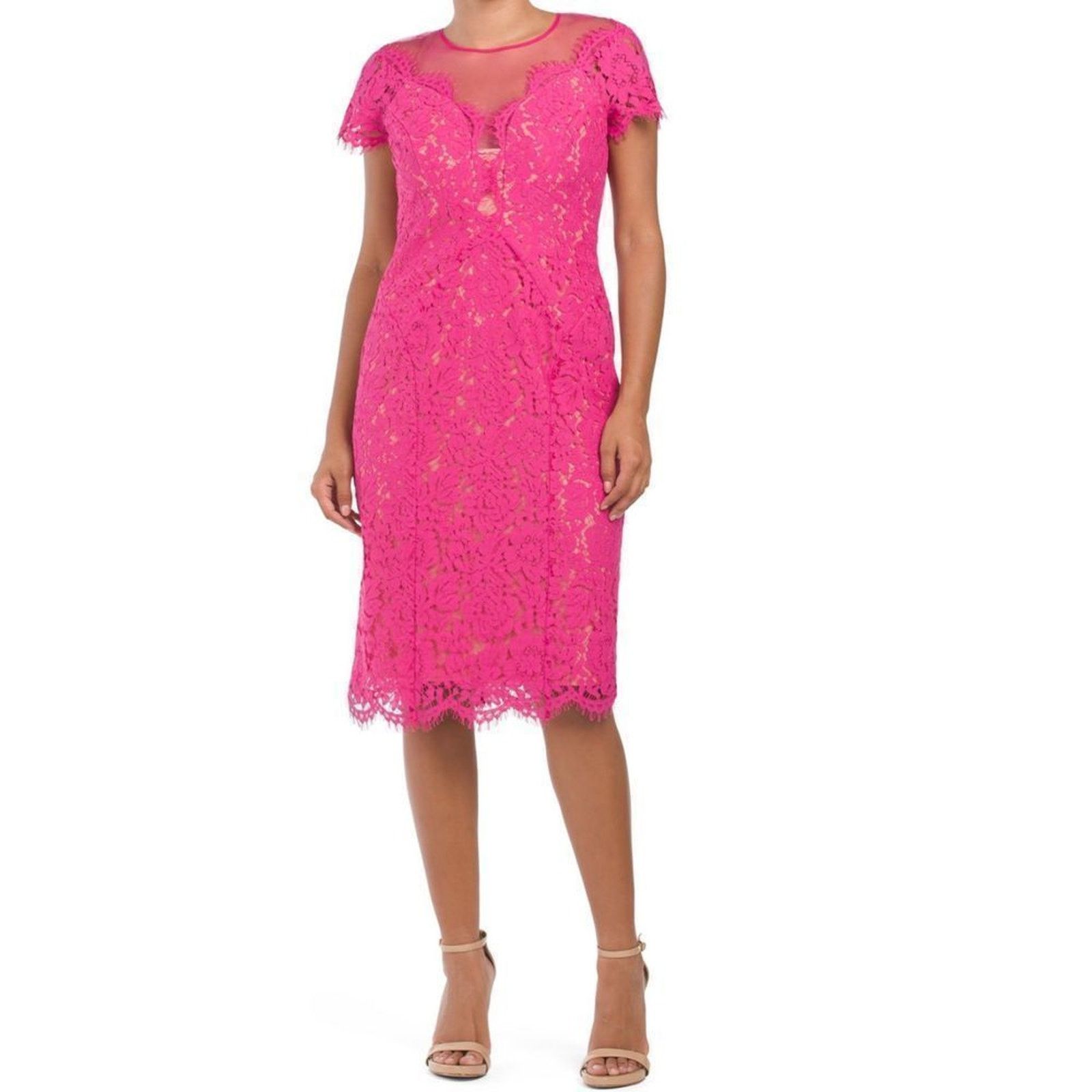 Image of Charo Ruiz Ibiza Rene By Rene Ruiz Lace Sheath Dress NWT in Pink, Women's (Size Small)