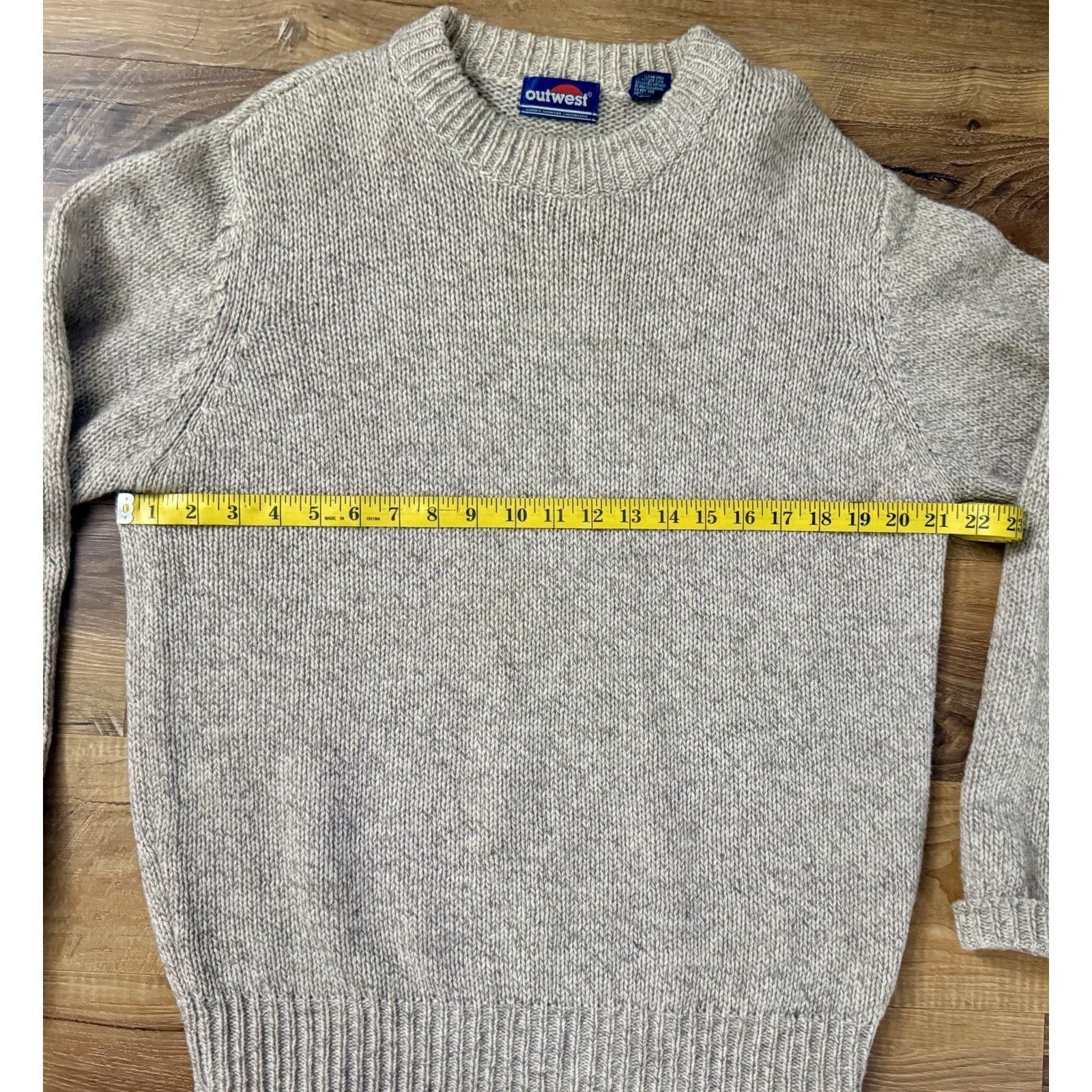 Other Vintage Out west | Women Wool Blend Tan Crew Grandpa Sweater Size L / US 10 / IT 46 - 4 Thumbnail