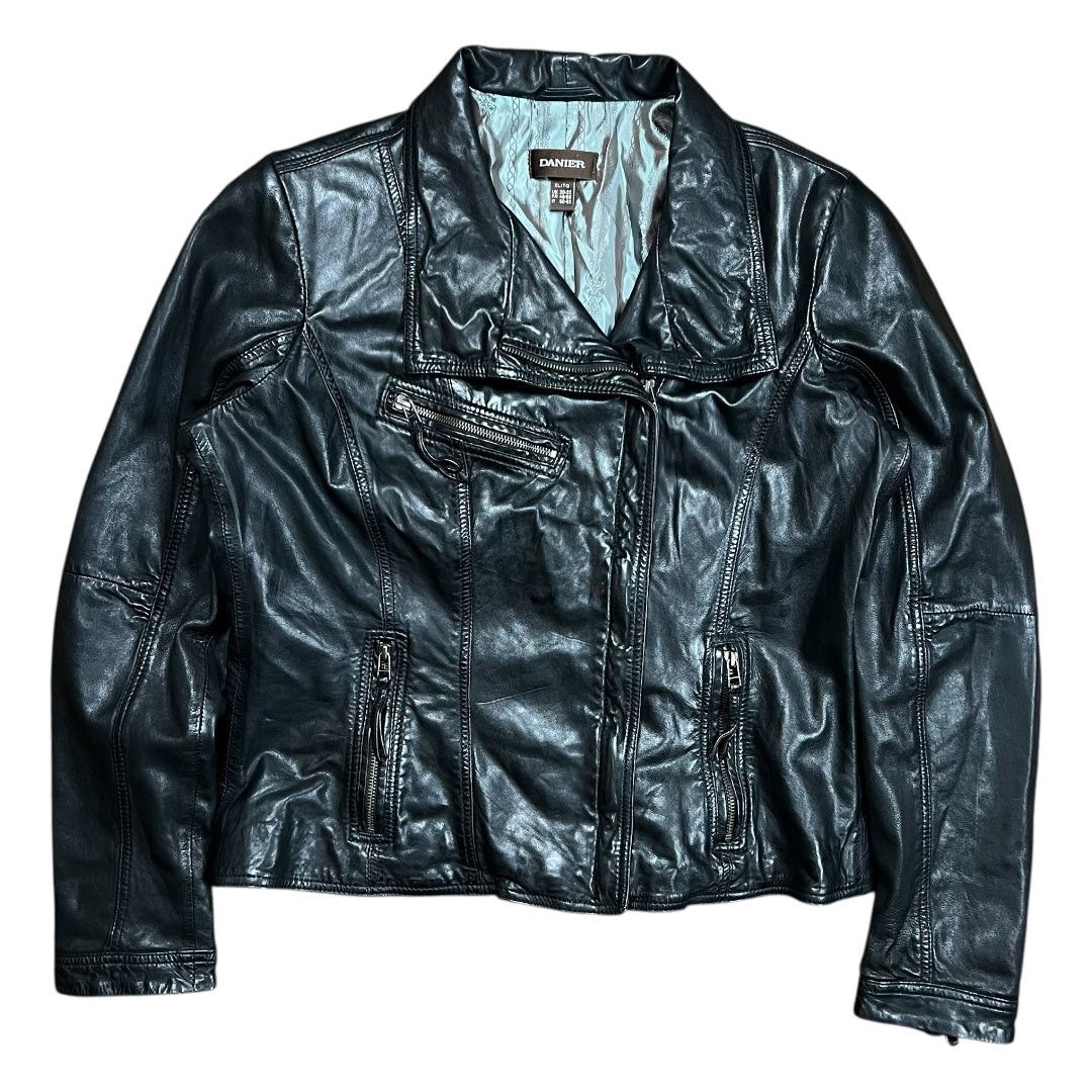 Danier Danier Black Leather Asymmetrical Biker Jacket - XL Size XL / US 12-14 / IT 48-50 - 1 Thumbnail