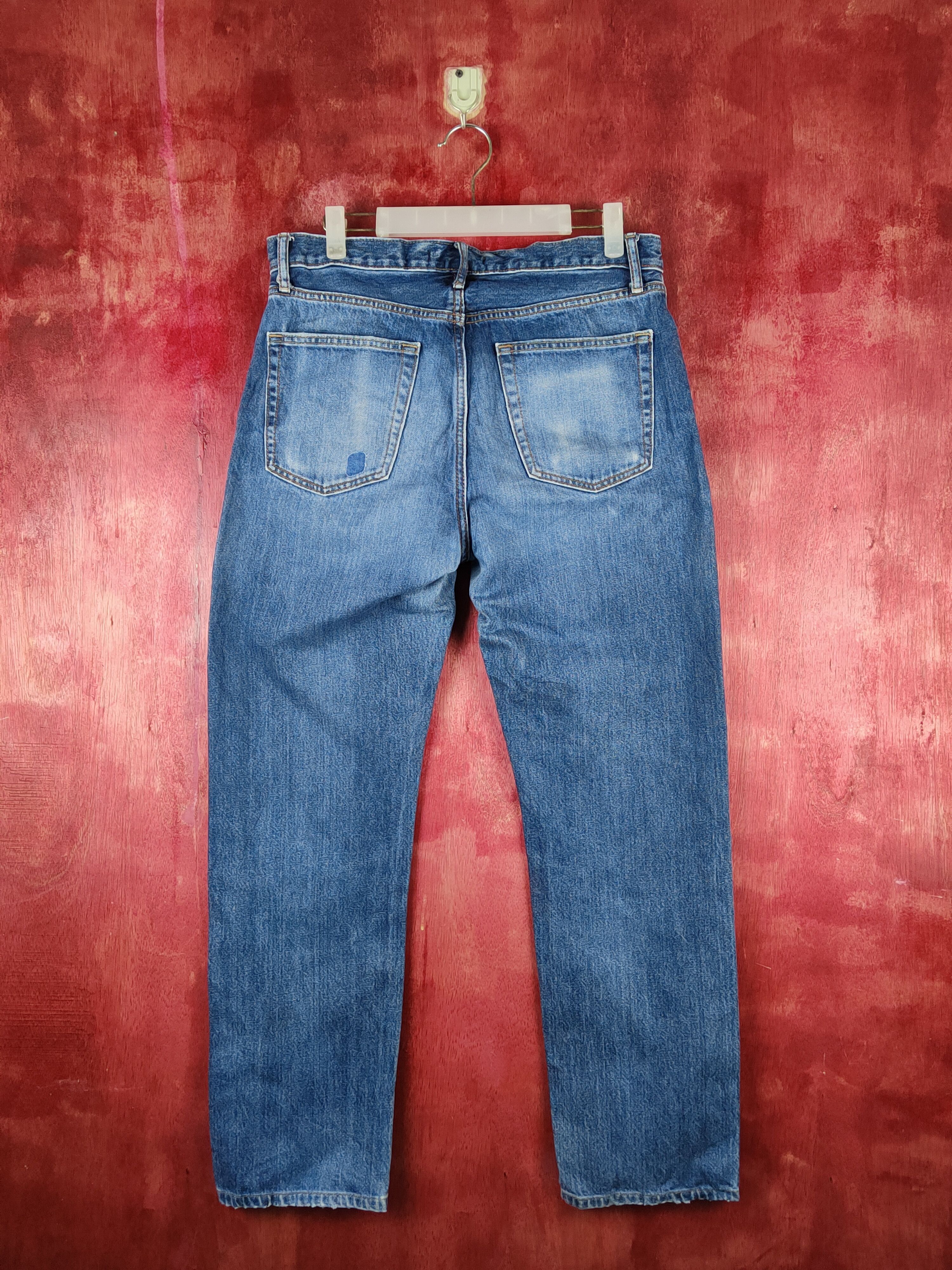 Japanese Brand Uniqlo Blue Faded Distressed Ripped Jeans #S1633 Size US 32 / EU 48 - 7 Thumbnail