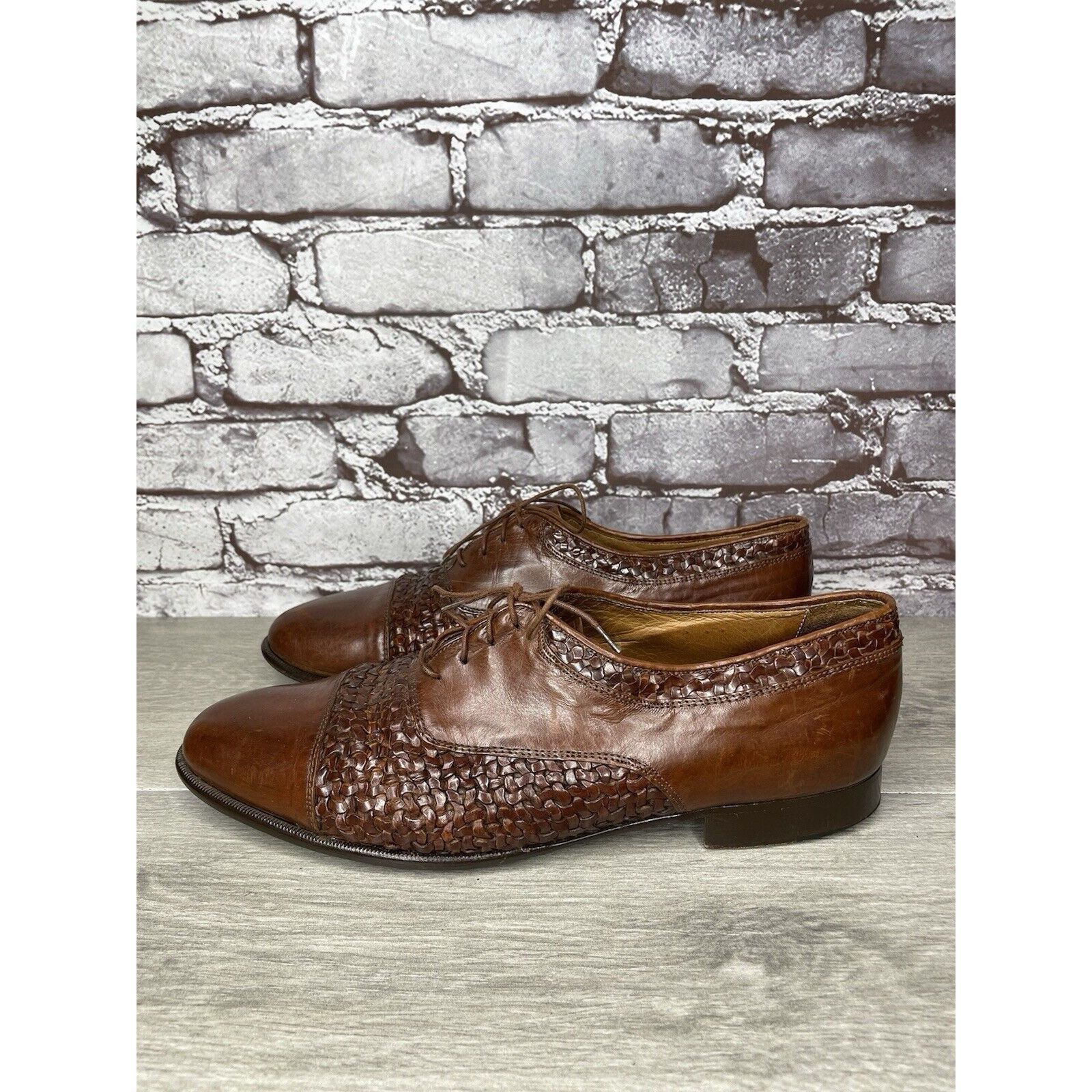 Johnston & Murphy Johnston Murphy Domani Brown Leather Cap Toe Basketweave Lac Size US 10.5 / EU 43-44 - 6 Thumbnail