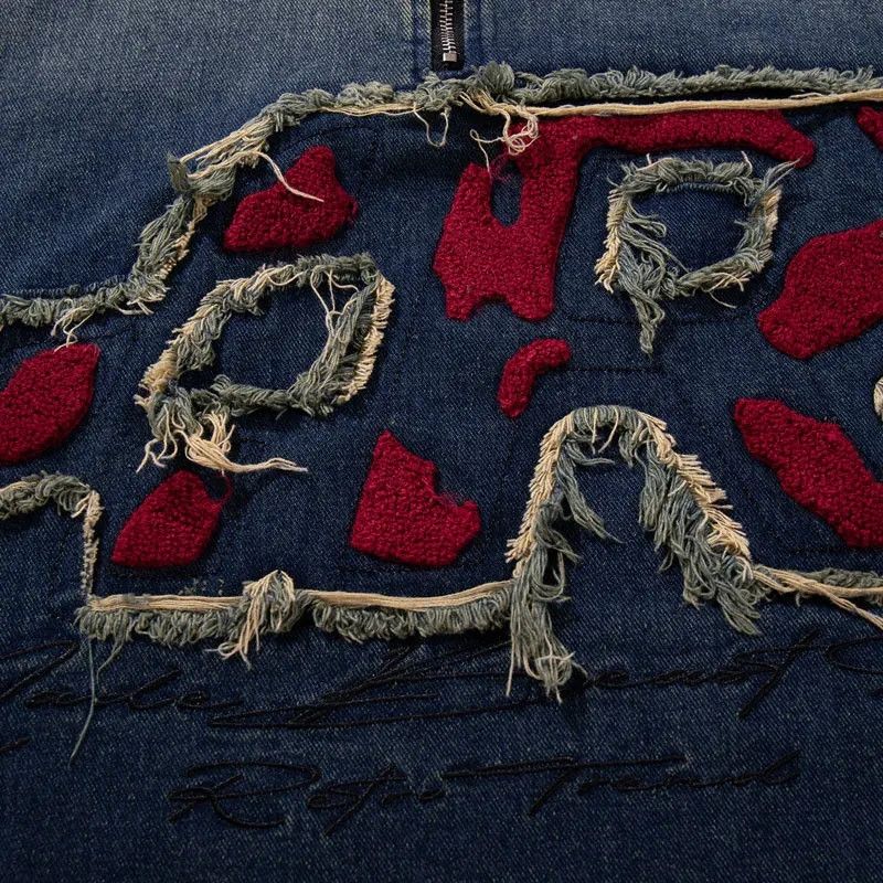 Jean Half Zipper Collar Jean Shirt Denim Y2K Vintage Design Size US L / EU 52-54 / 3 - 3 Thumbnail