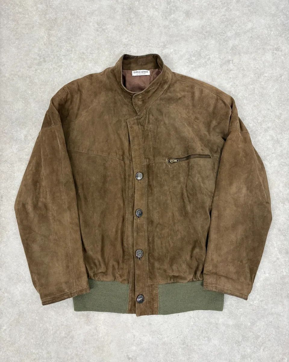 Armani Collezioni 2000s Giorgio Armani Le Collezioni Brown Suede Buttoned Leather Jacket Size US XS / EU 42 / 0 - 1 Thumbnail
