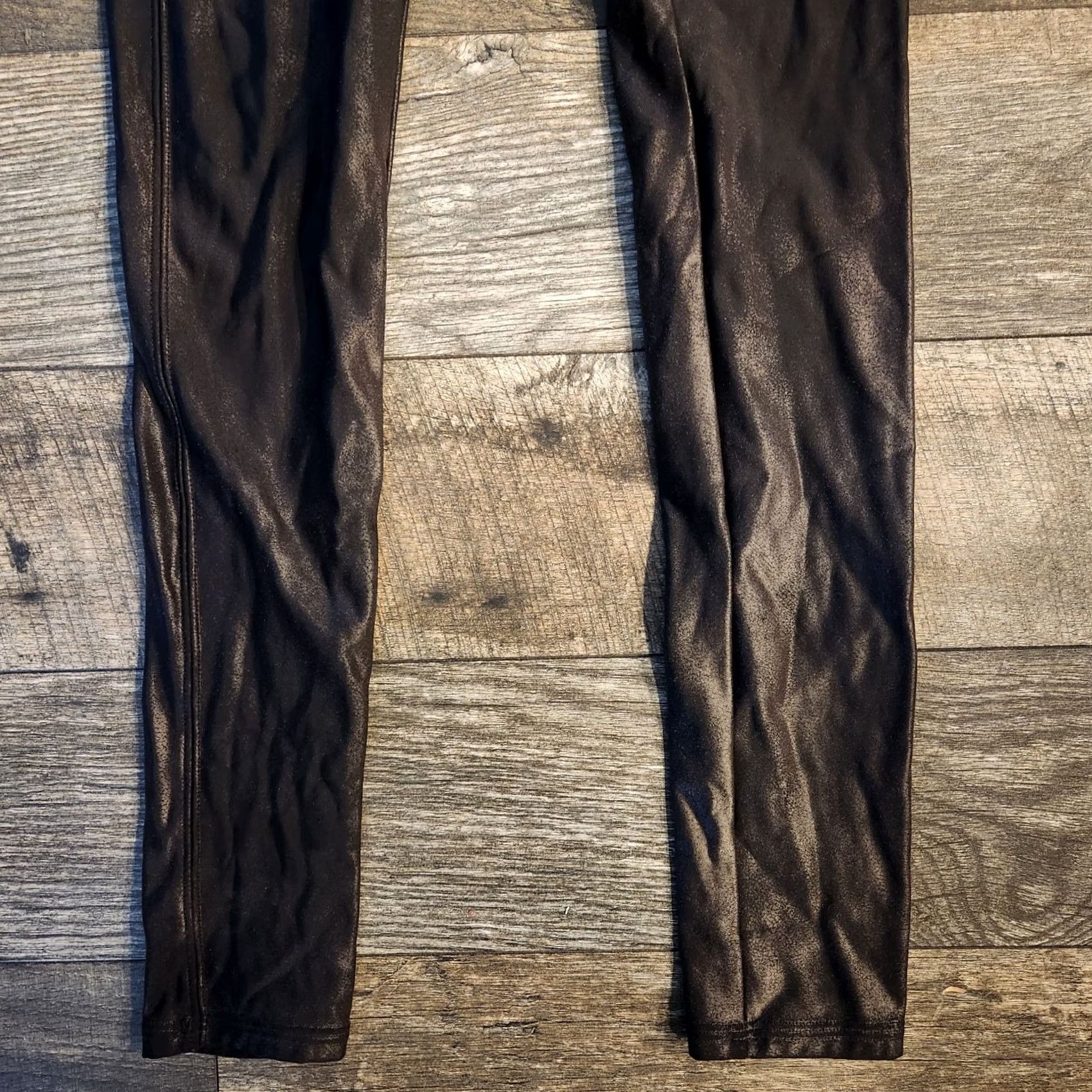 Spanx Spanx Red Label High Waist Faux Leather Leggings Small Black Sheen Shiny Size 28" / US 6 / IT 42 - 2 Thumbnail