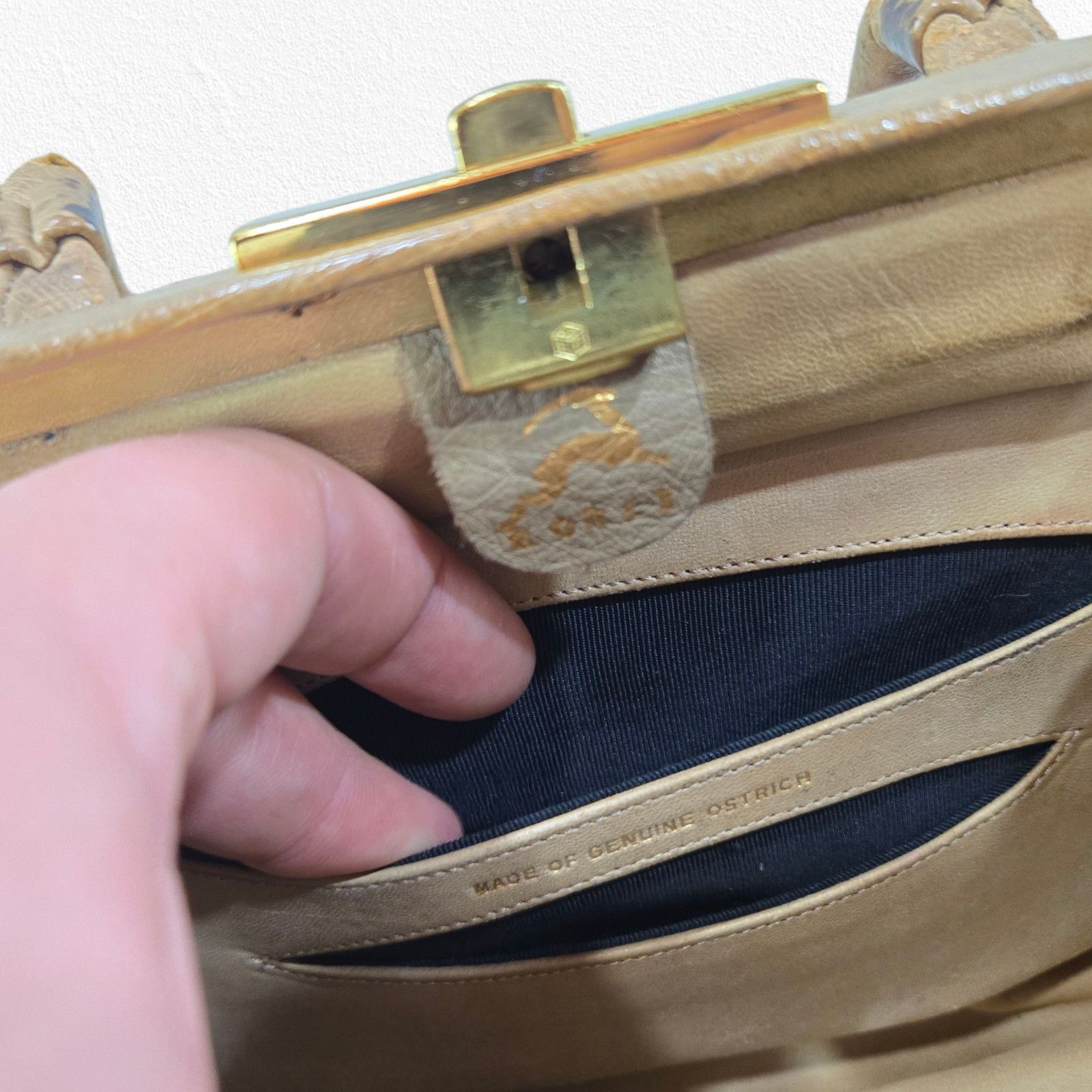 Vintage 1950s Genuine Ostrich Leather Top Handle Purse Size ONE SIZE - 18 Thumbnail