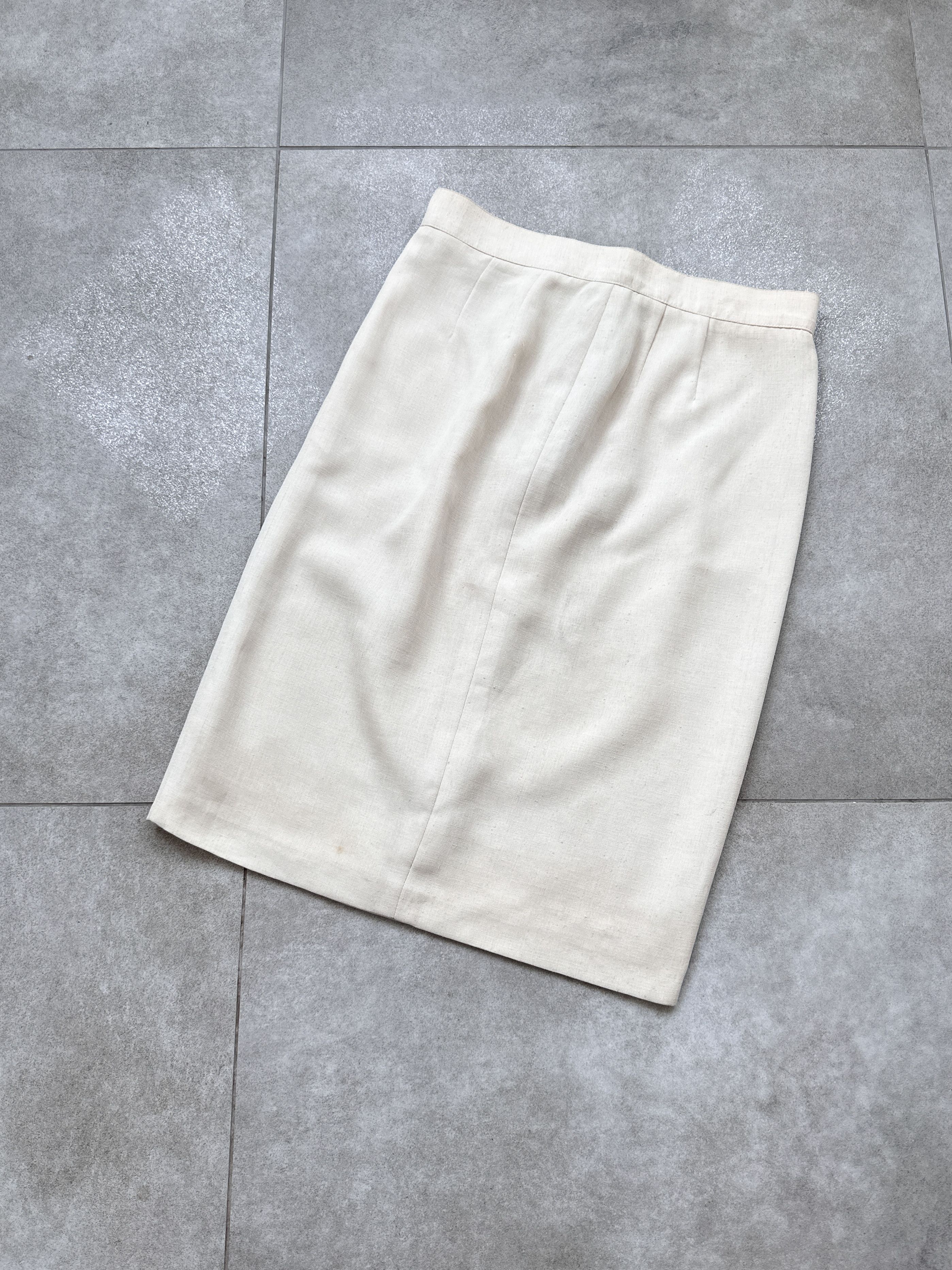 Vintage Vintage Yves Saint Laurent YSL Linen Cream Mini Skirt Size 28" / US 6 / IT 42 - 1 Thumbnail