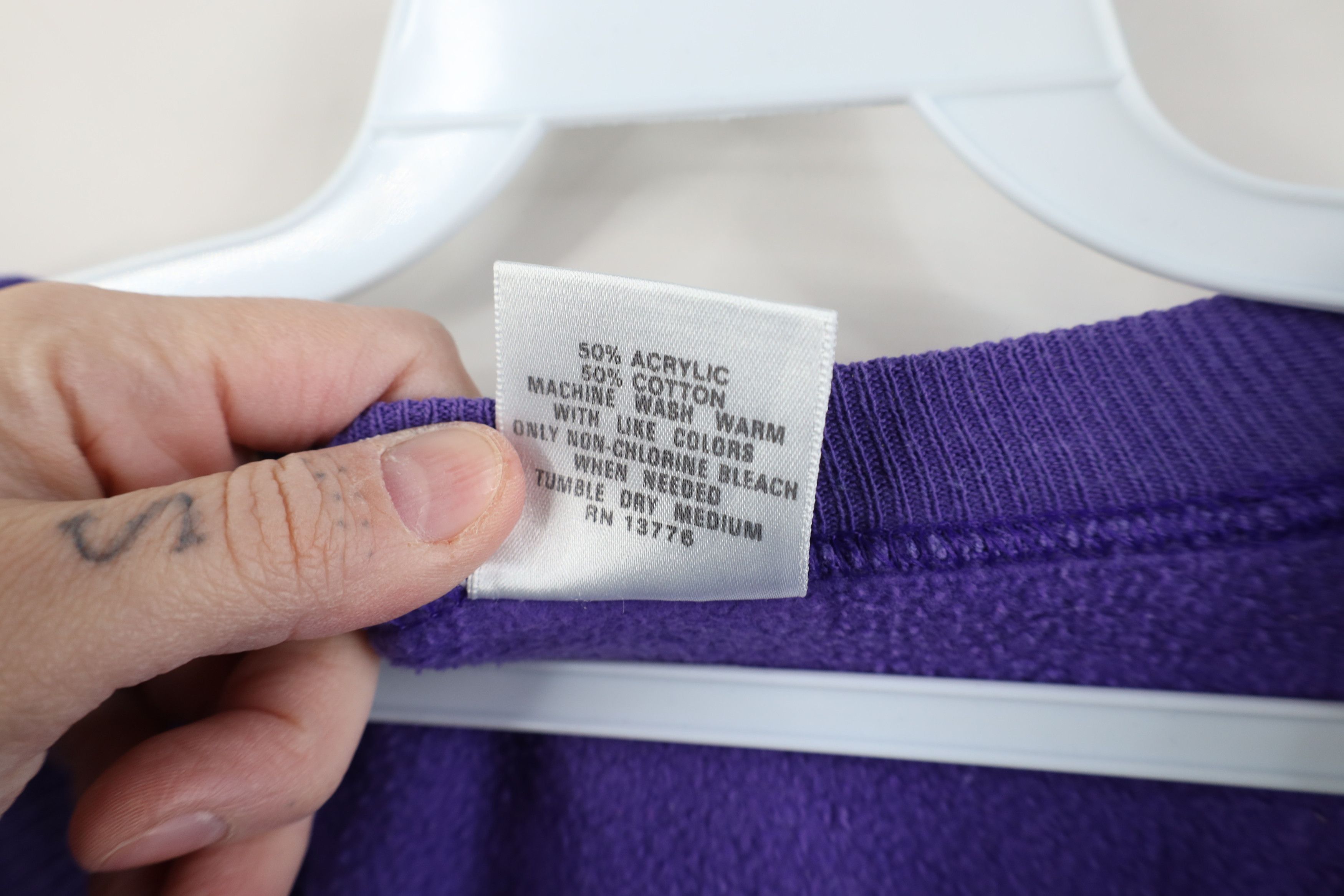 Vintage Vintage 90s Streetwear Blank Crewneck Sweatshirt Purple USA Size XXL / US 16-18 / IT 52-54 - 8 Thumbnail