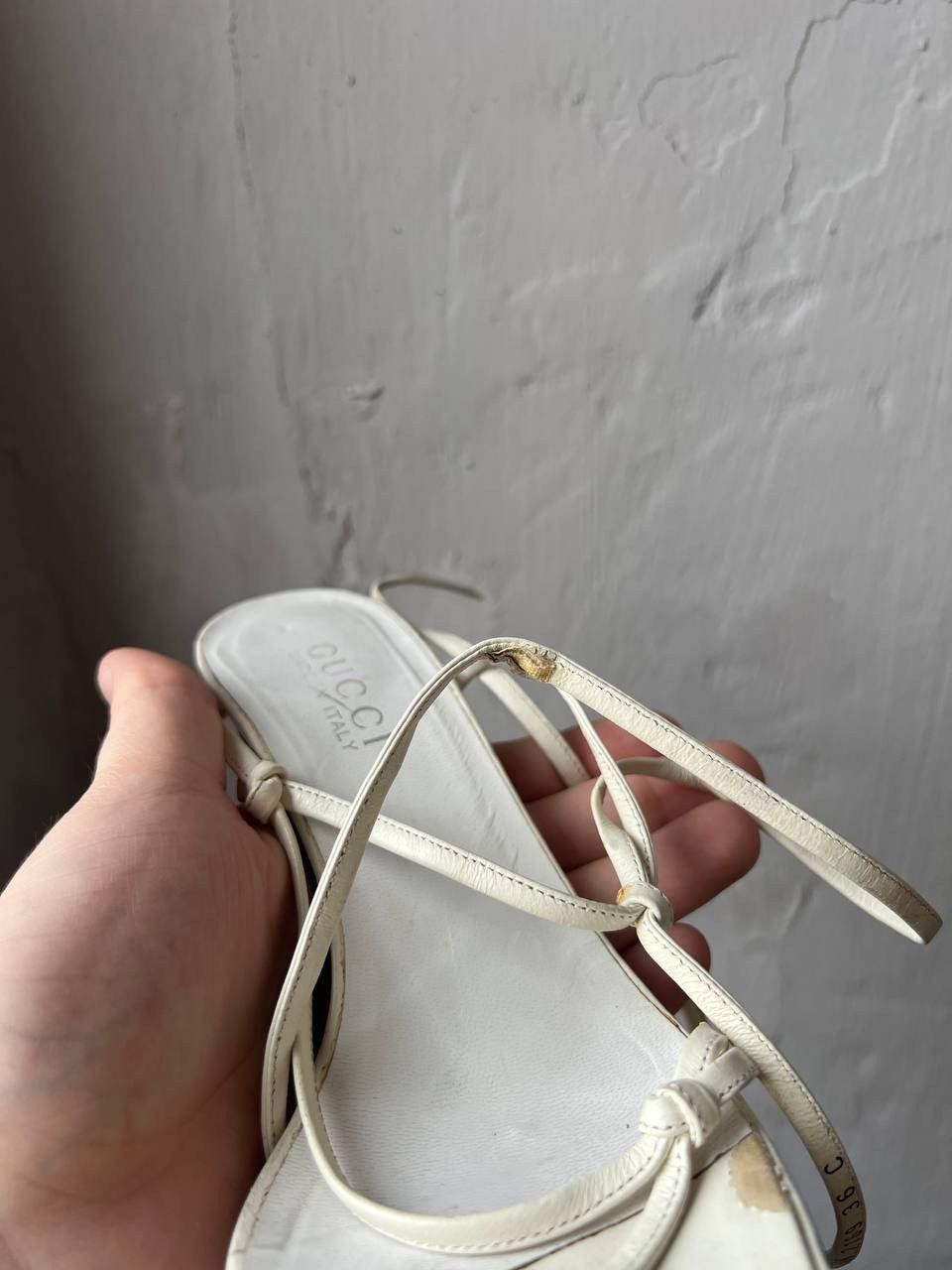 Gucci GUCCI CAGE WOVEN SANDALS LEATHER HEELS WHITE SIZE 36 Size US 6 / IT 36 - 14 Thumbnail