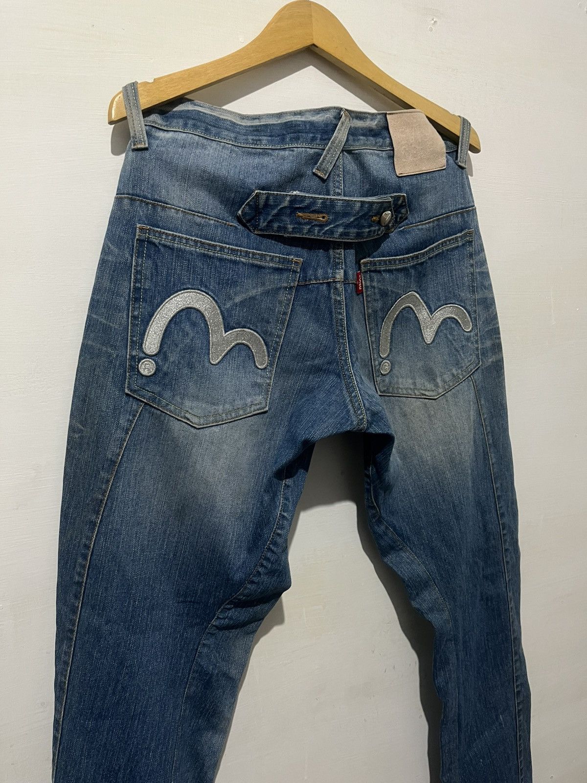 Japanese Brand Evisu Genes Baggy Denim Silver Logo Embroidery Y2K Style Size US 30 / EU 46 - 4 Thumbnail