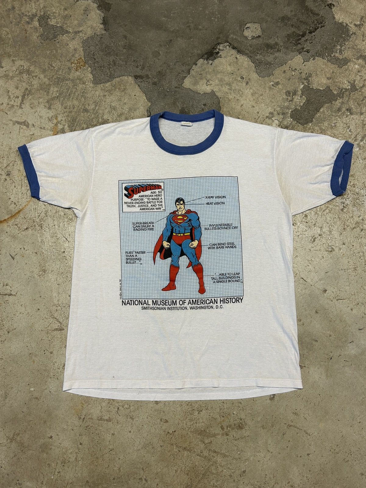 Dc Comics × Screen Stars × Vintage Vintage 1987 Superman Diagram Ringer ...