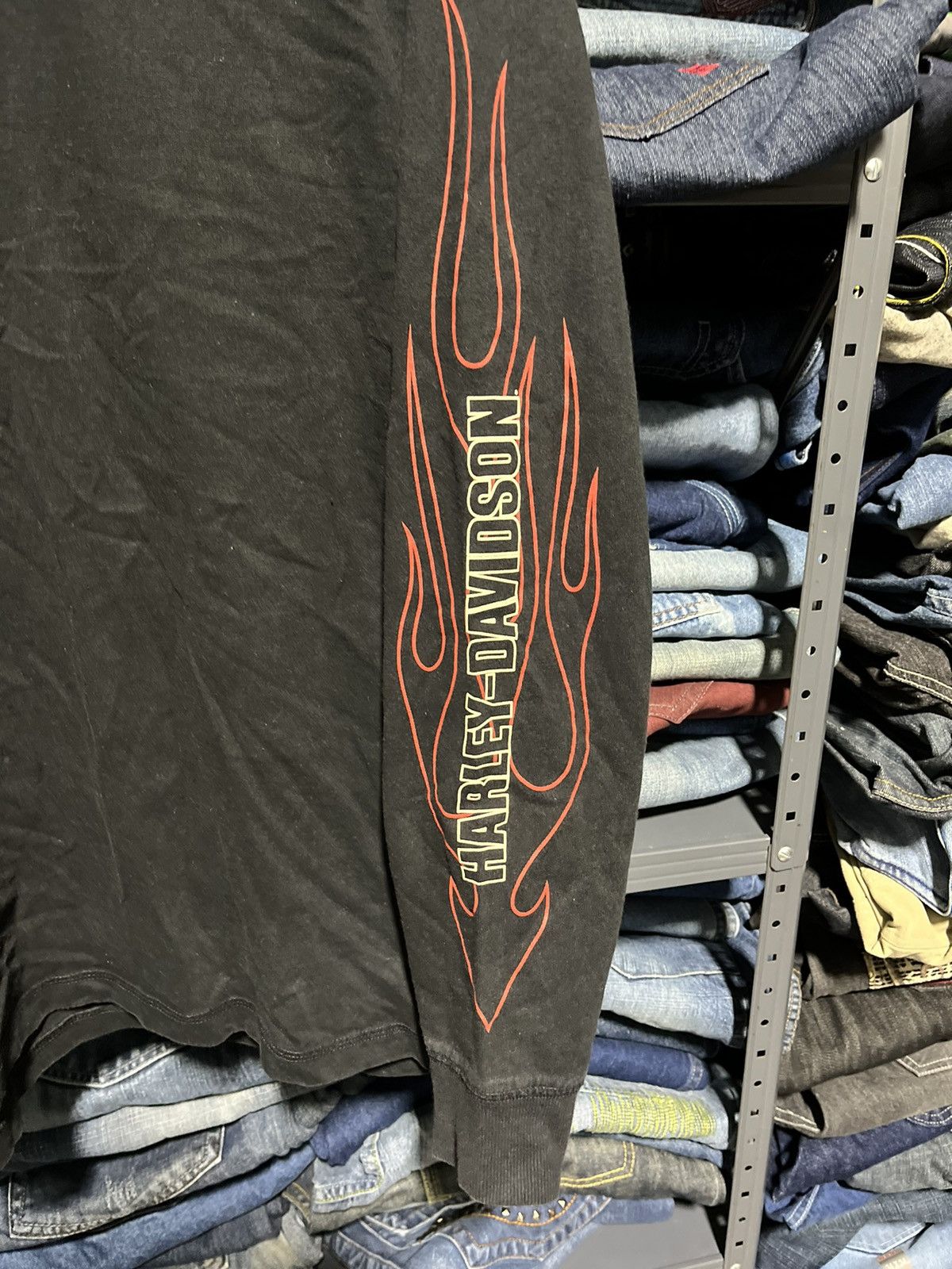 Harley Davidson × JNCO × Vintage CRAZY Y2K HARLEY DAVIDSON FLAME LOGO LONGSLEEVE TEE SHIRT Size US XL / EU 56 / 4 - 5 Thumbnail