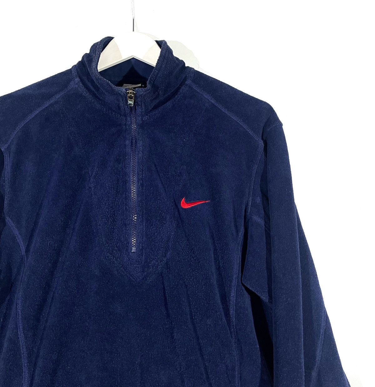 Nike × Vintage Nike Vintage Rare Women 1/2 Zip Velour Sweatshirt Size M Size M / US 6-8 / IT 42-44 - 2 Thumbnail