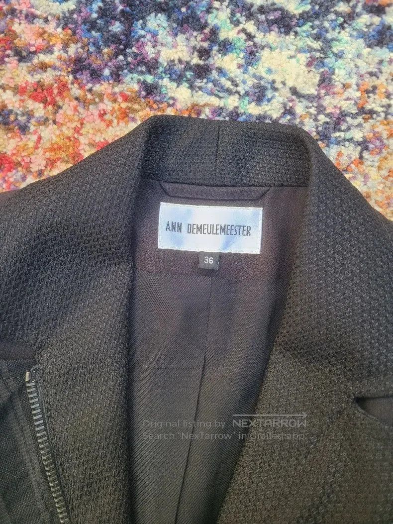 Ann Demeulemeester black silk blend women's jacket. Size US M / EU 48-50 / 2 - 8 Thumbnail