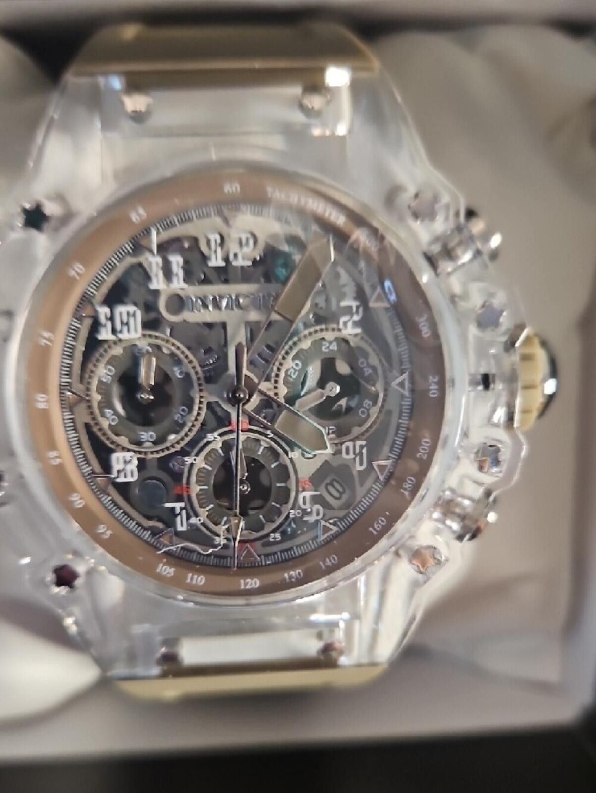 Invicta Invicta Clear and Silver Skeleton Chronograph Watch Size ONE SIZE - 3 Thumbnail