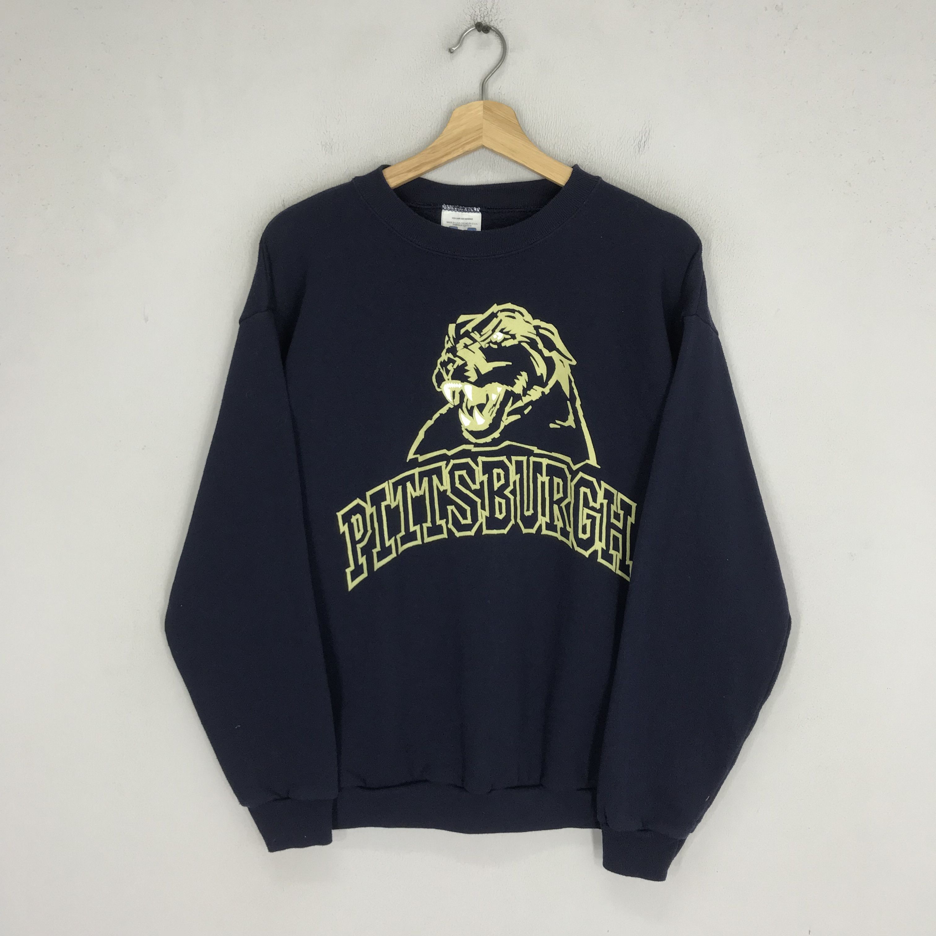 Vintage Vintage 90's Pittsburgh Navy Blue Sweatshirt - 473 Size US M / EU 48-50 / 2 - 1 Thumbnail