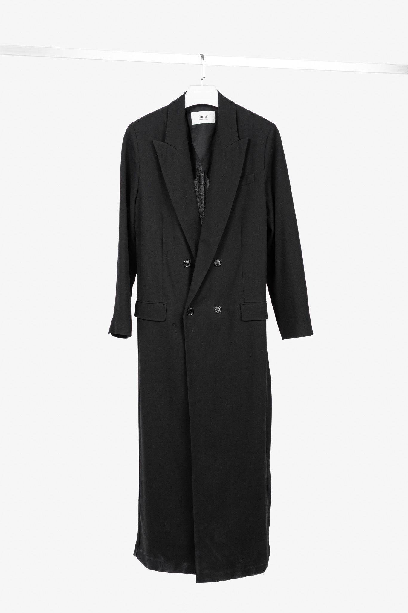 AMI AMI Black Wool Gabardine Double-Breasted Coat Size L / US 10 / IT 46 - 1 Thumbnail
