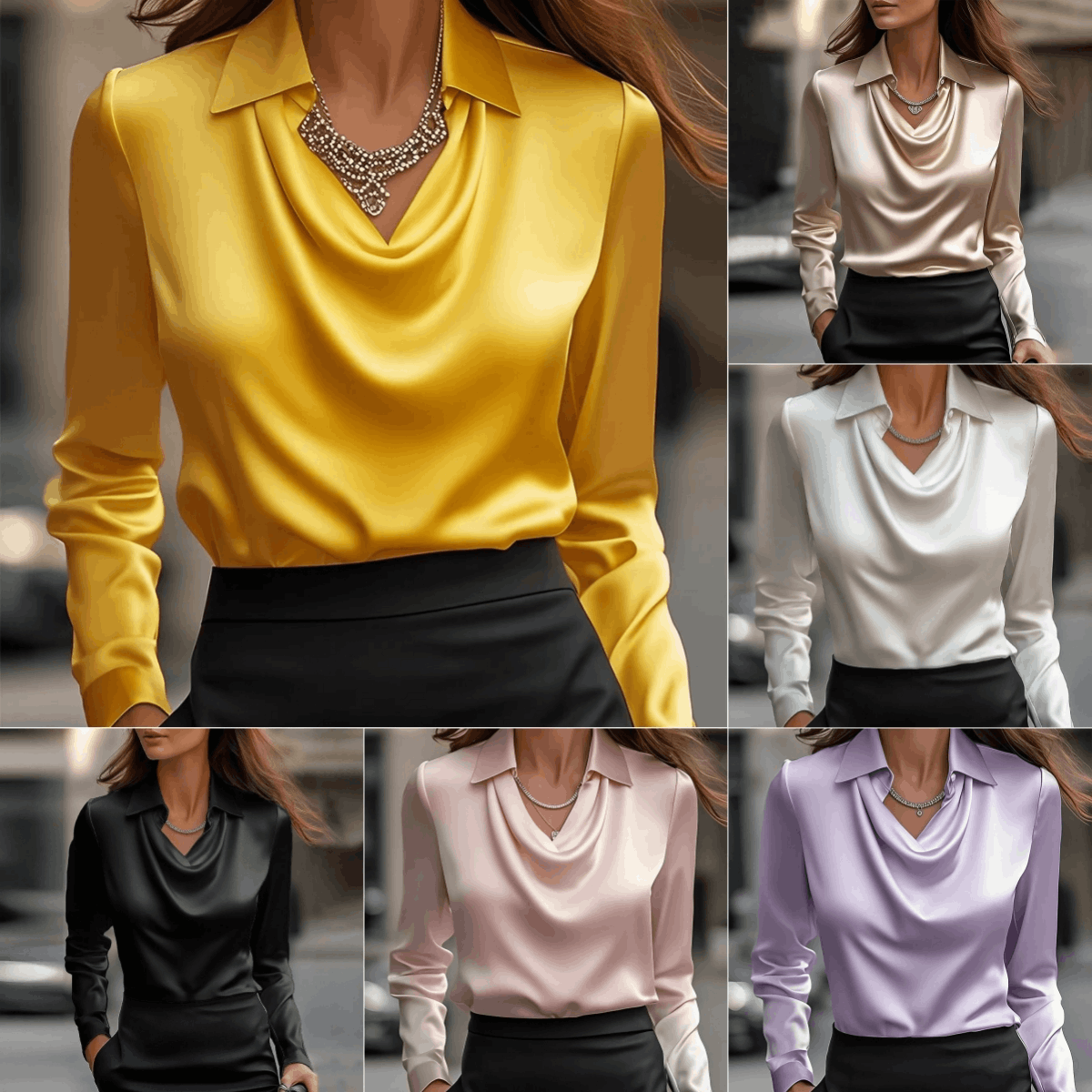 Other Women's Collar Shirts & Blouses Satin Top Long Sleeve Tops Size S / US 4 / IT 40 - 1 Thumbnail