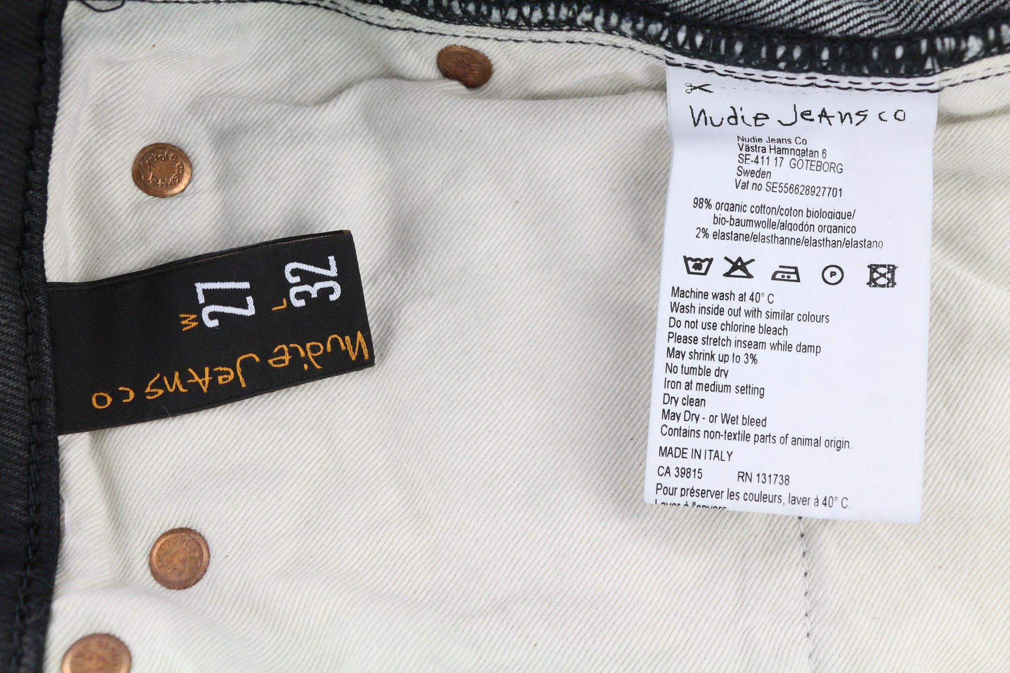 Nudie Jeans SKINNY LIN W27/L32 Black In Black Organic Cotton 80483 Size 27" / US 4 / IT 40 - 6 Thumbnail