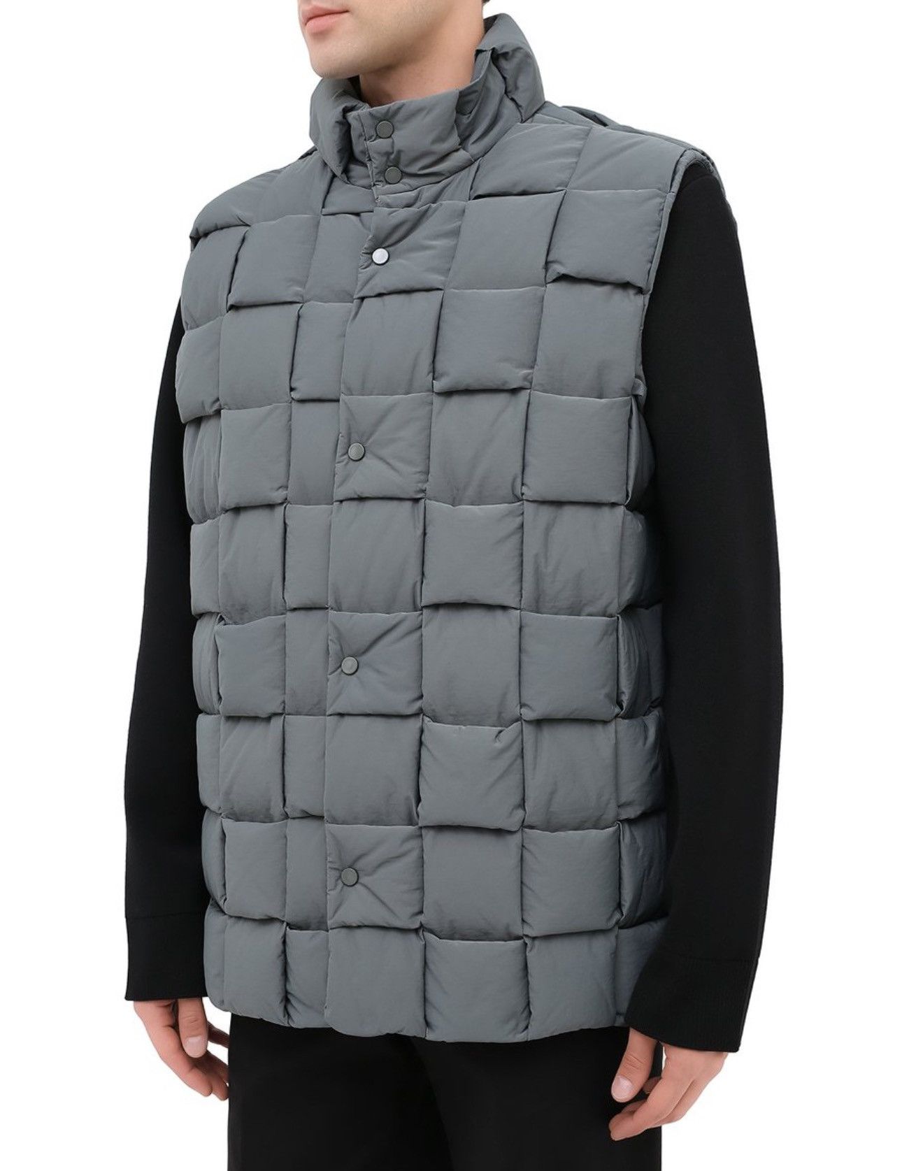 Bottega Veneta Bottega Veneta Grey Down Woven Vest Size US L / EU 52-54 / 3 - 3 Thumbnail