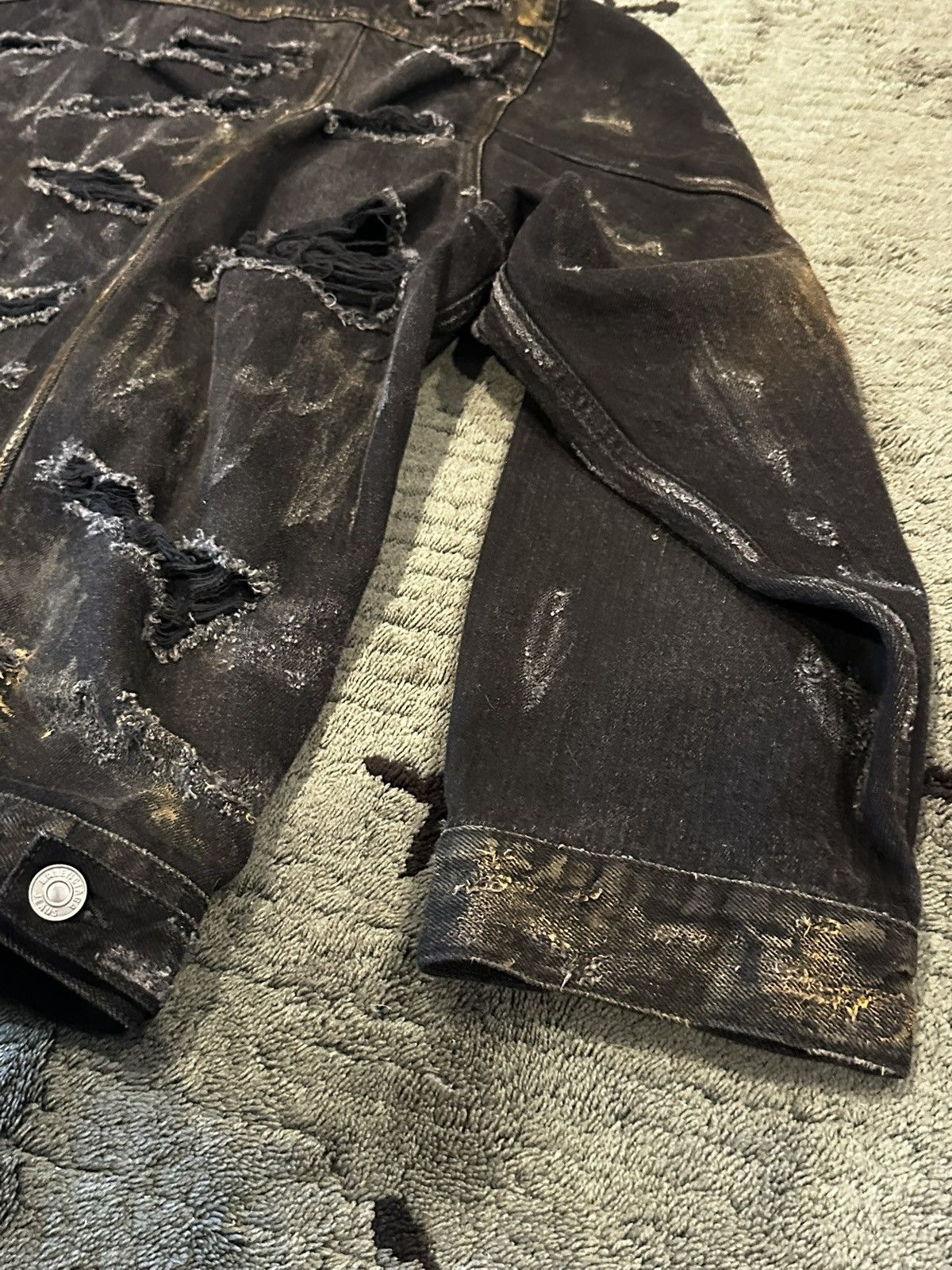 Balenciaga Balenciaga “Mud Show” Thrashed Oversized Black Denim jacket Size US XL / EU 56 / 4 - 22 Thumbnail