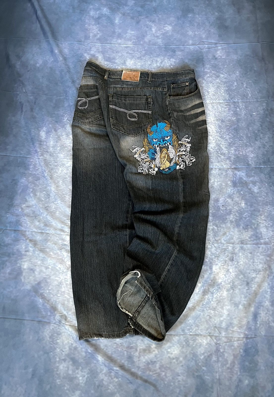 Other Y2K Baggy Jeans 2000's – Japanese Blue Demon Embroidery Size US 38 / EU 54 - 1 Thumbnail