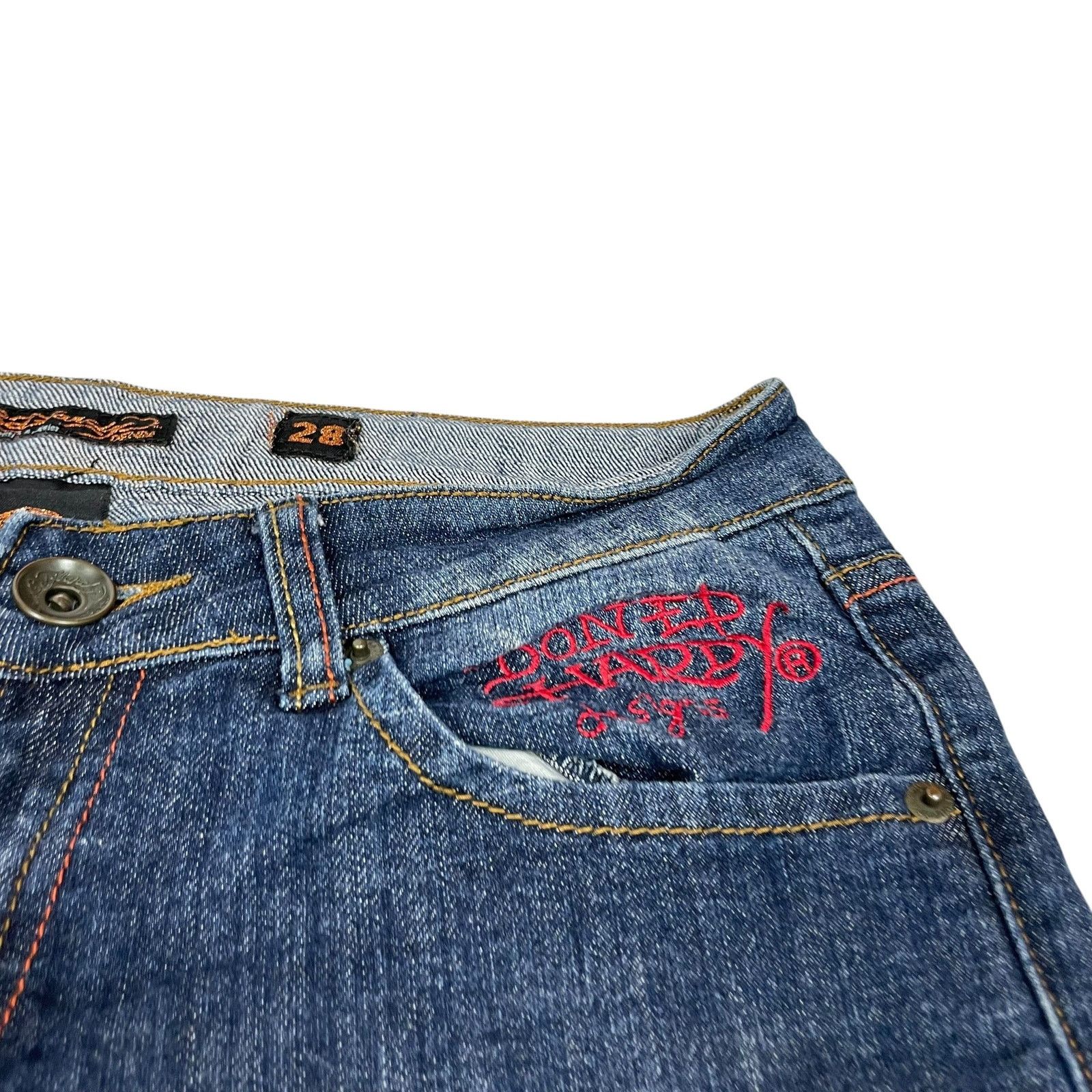Ed Hardy × Vintage Ed Hardy Women's Blue Cotton Beaded Mid-Rise Denim Shorts 28 Size 28" / US 6 / IT 42 - 4 Thumbnail