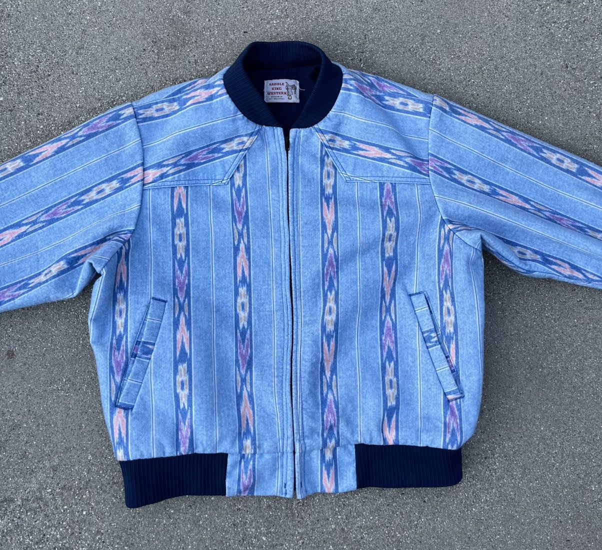Other Vintage Saddle King Western Navajo Aztec Bomber Jacket Size US XL / EU 56 / 4 - 4 Thumbnail