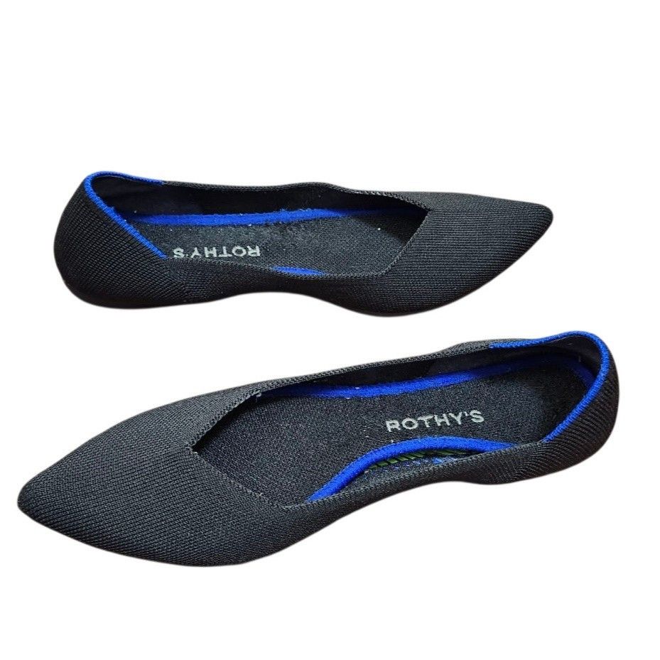 Rothy's Rothy’s “THE POINT” Black Knitted Pointed Toe Slip On Flats Size US 9 / IT 39 - 8 Thumbnail