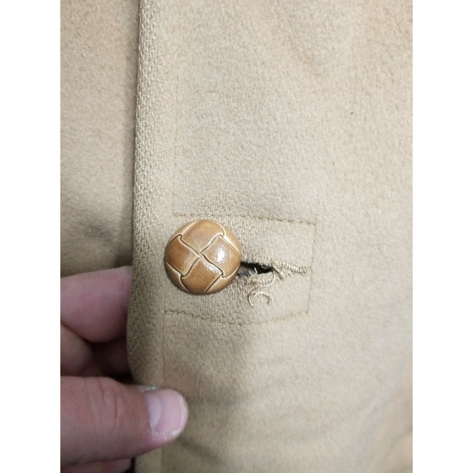 Vintage VINTAGE Mighty Mac Wool Coat Jacket Mens 42 Beige Faux Fur Collar Lining 70s Overcoat Wool, Mid-Length, Button, Chest 26.5, Length 35 Size US XS / EU 42 / 0 - 3 Thumbnail