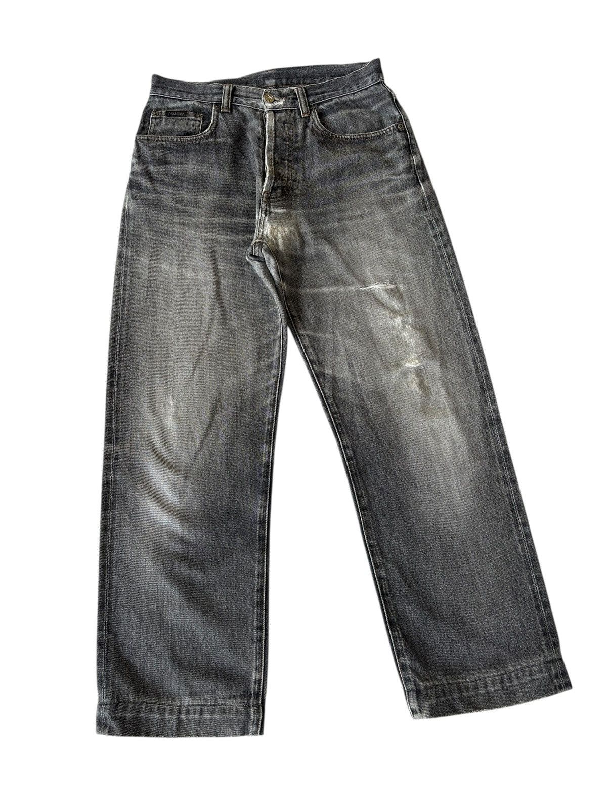 Calvin Klein × Heron Preston 🔥CALVIN KLEIN SELVEDGE FADED BLACK WIDE BAGGY JEANS DISTRESS Size US 30 / EU 46 - 3 Thumbnail