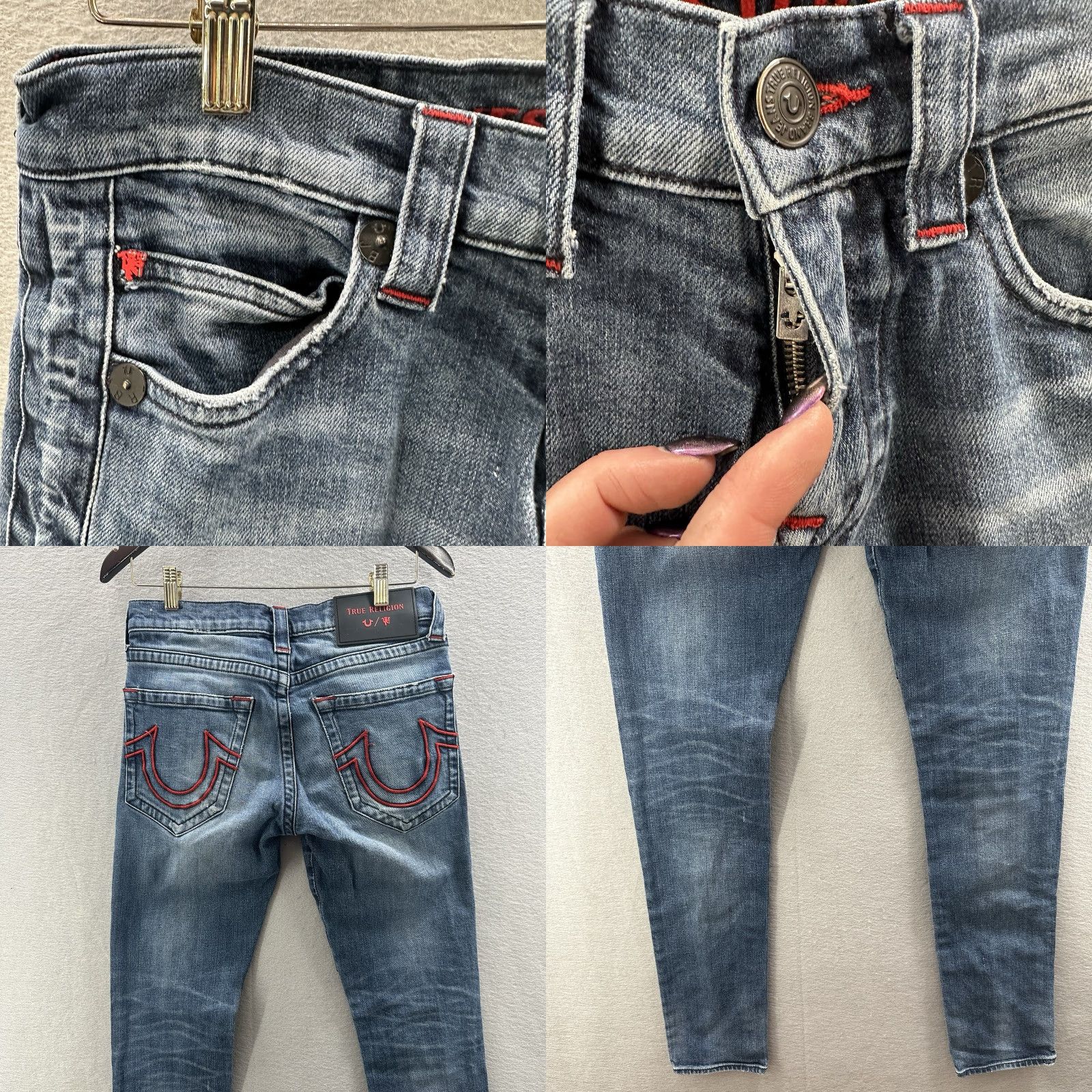 True Religion True Religion Jeans Women 28 Blue Logo Denim Distressed Slim Skinny Distress Manchester United Jeans Size 28" / US 6 / IT 42 - 9 Thumbnail