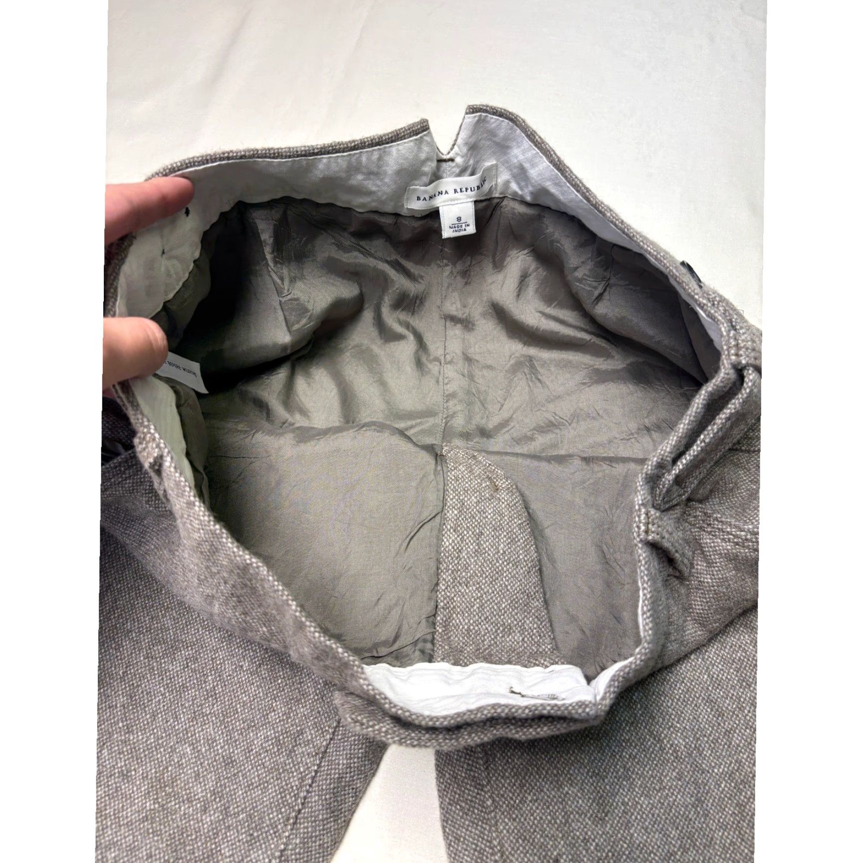 Banana Republic Banana Republic Wool Herringbone Wide Leg Trousers Brown 32 Inseam 31.5 Dress Pants Women's Winter Fall Holiday 2005 Vintage-Inspired Wide-Leg Size 24" / US 00 / IT 34 - 4 Thumbnail