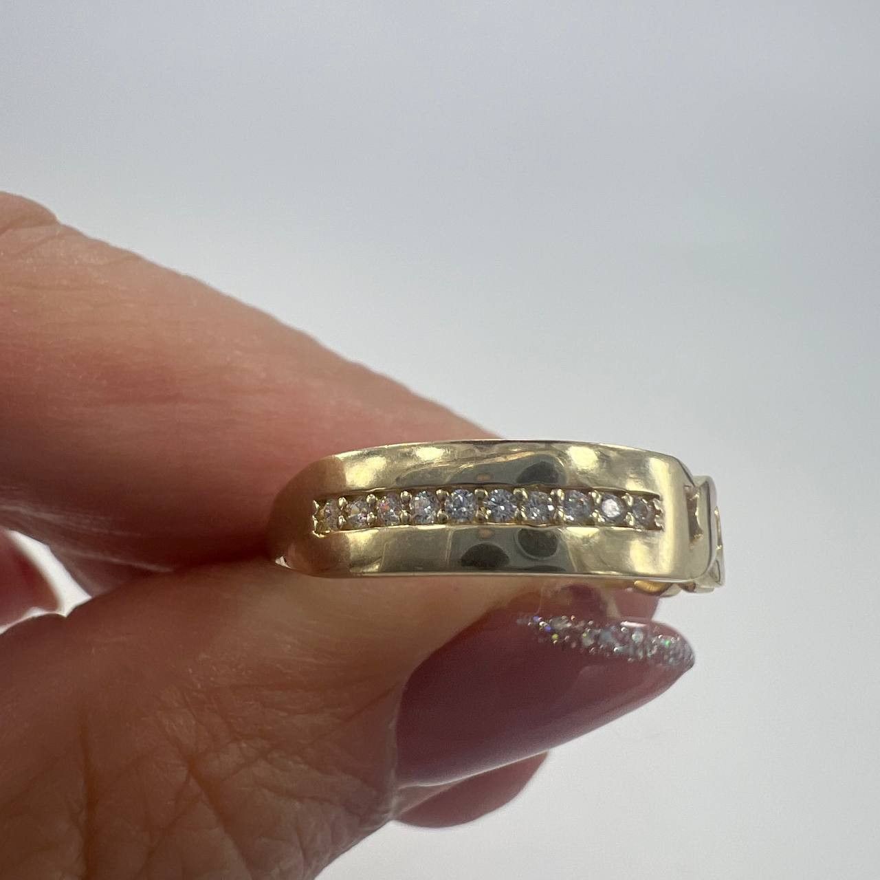 Other New 14K Solid Gold Ring 1.6g – Chain Link and Stone Band Size ONE SIZE - 3 Thumbnail