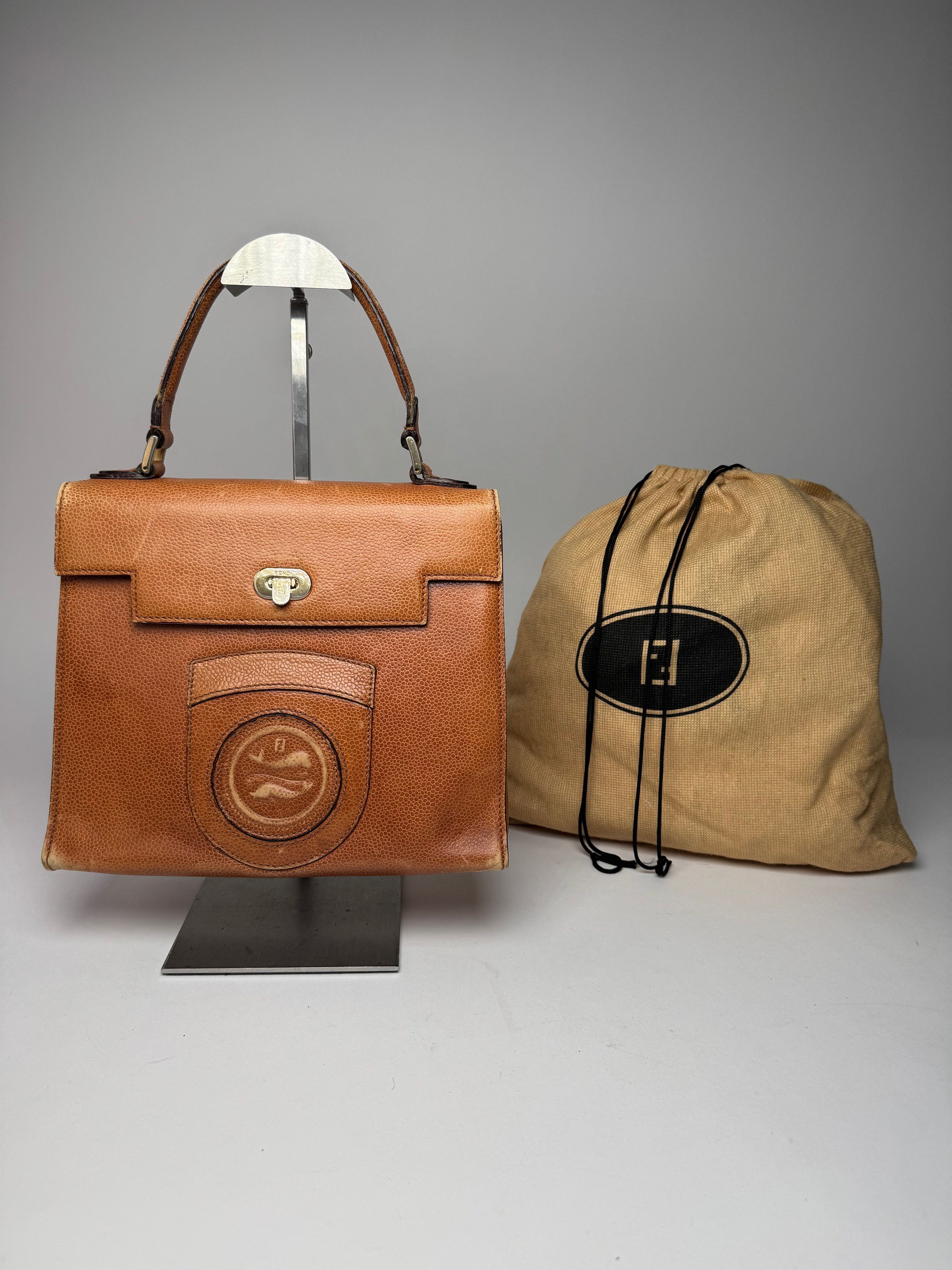 Fendi Vintage Roma Leather Handbag Brown Size ONE SIZE - 1 Thumbnail