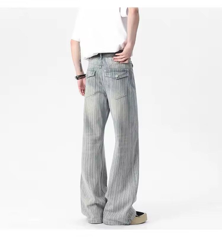 Japanese Brand Vertical Nail Button Washed Jeans Striped Size US 30 / EU 46 - 3 Thumbnail