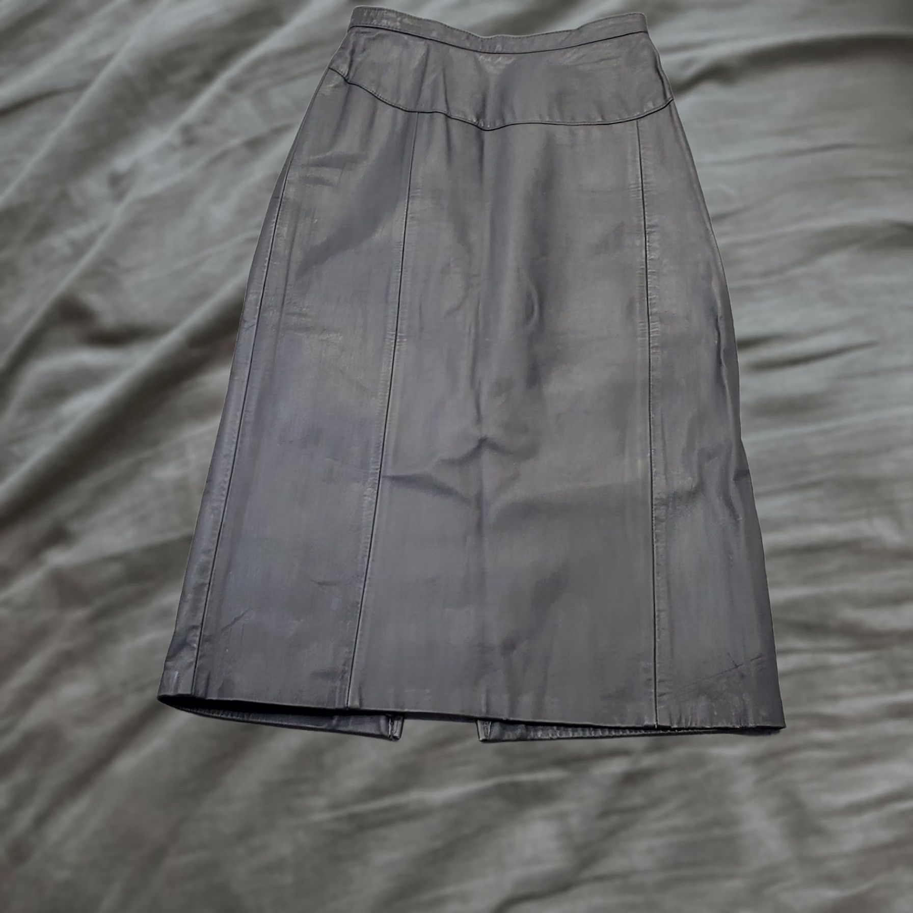 Vintage VINTAGE Northside Skirt Womens 13 Black Leather A-Line Short Pleated Wool? Size 34" / US 12 / IT 48 - 1 Thumbnail