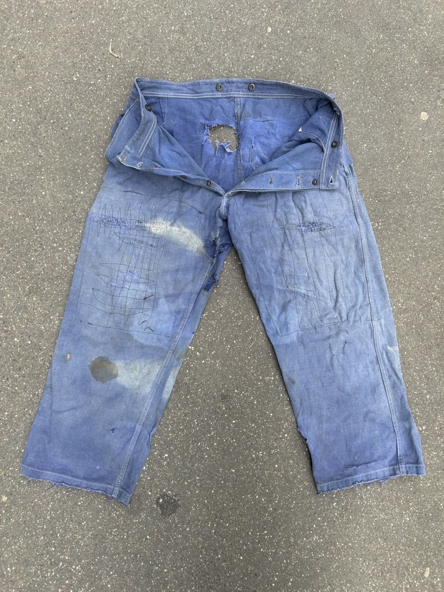 Other Blue work pants, old Distress patch Size US 33 - 1 Thumbnail