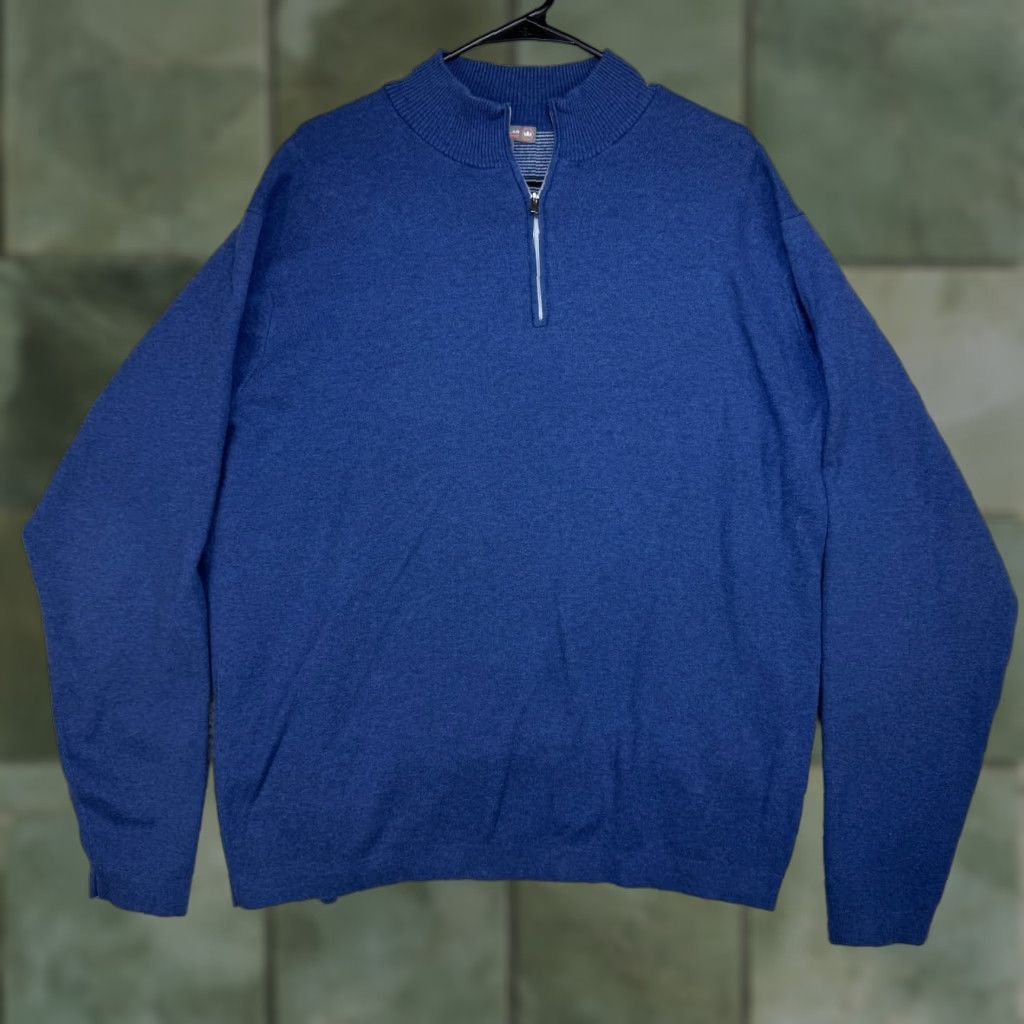Peter Millar Peter Millar Crown Sport Sweater 1/4 Zip Blue Pullover Casual Golf Men's Sz 2XL Size US XXL / EU 58 / 5 - 1 Thumbnail