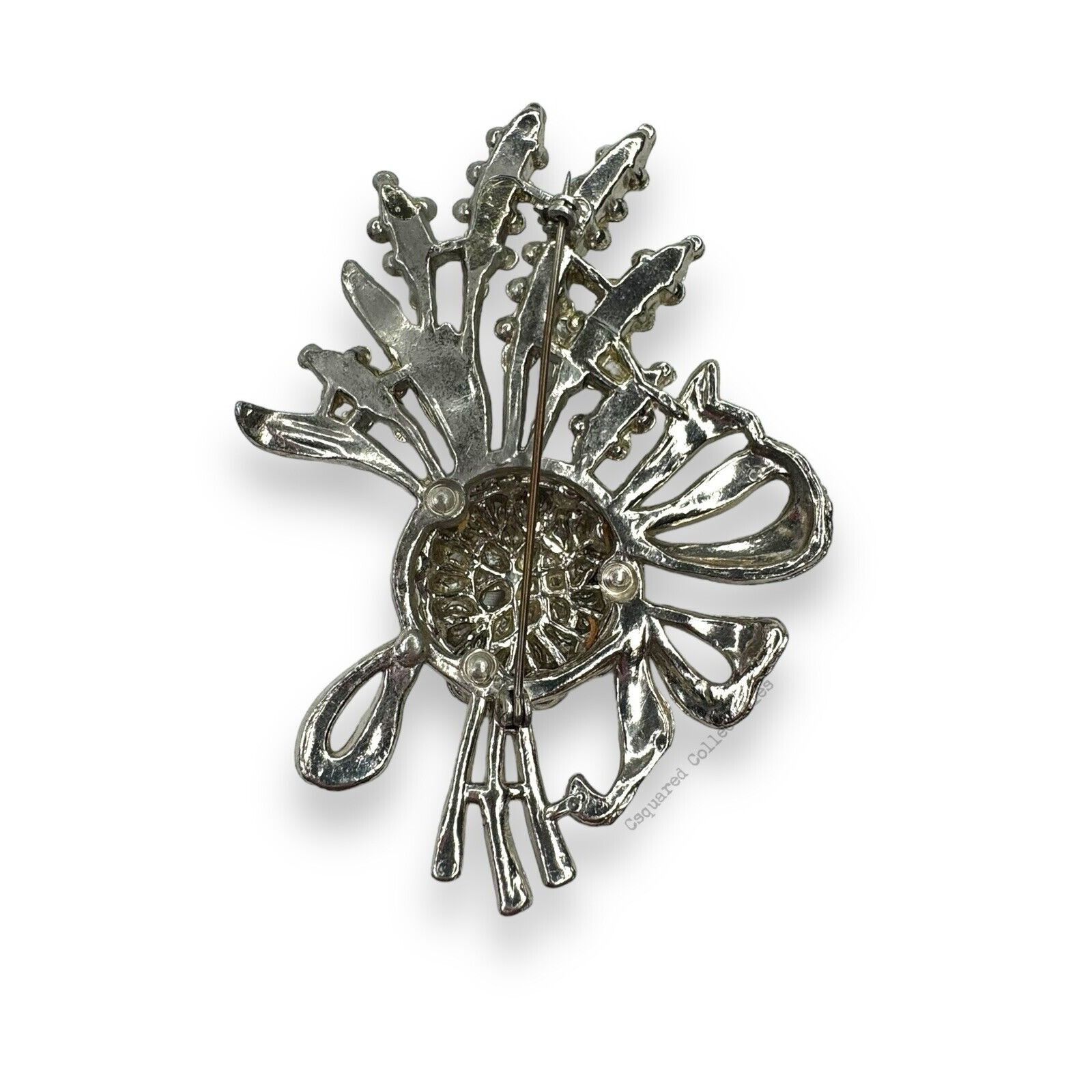 Other Vintage Rhinestone Floral Brooch Pin Silver Tone Costume Jew Size ONE SIZE - 6 Thumbnail