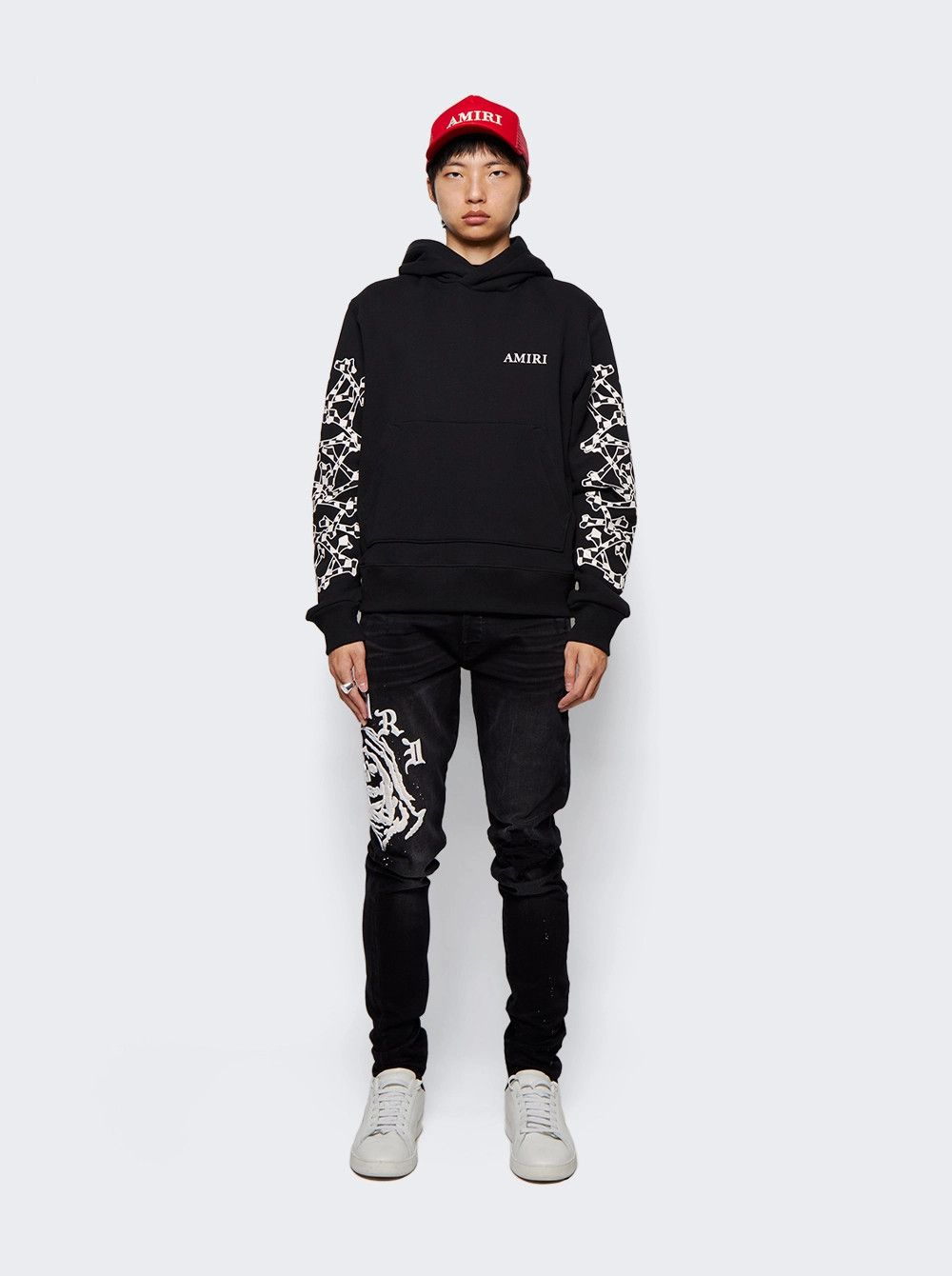 Amiri o1mle0925 Wes Lang Reaper Logo Jeans in Aged Black Size US 31 - 3 Thumbnail