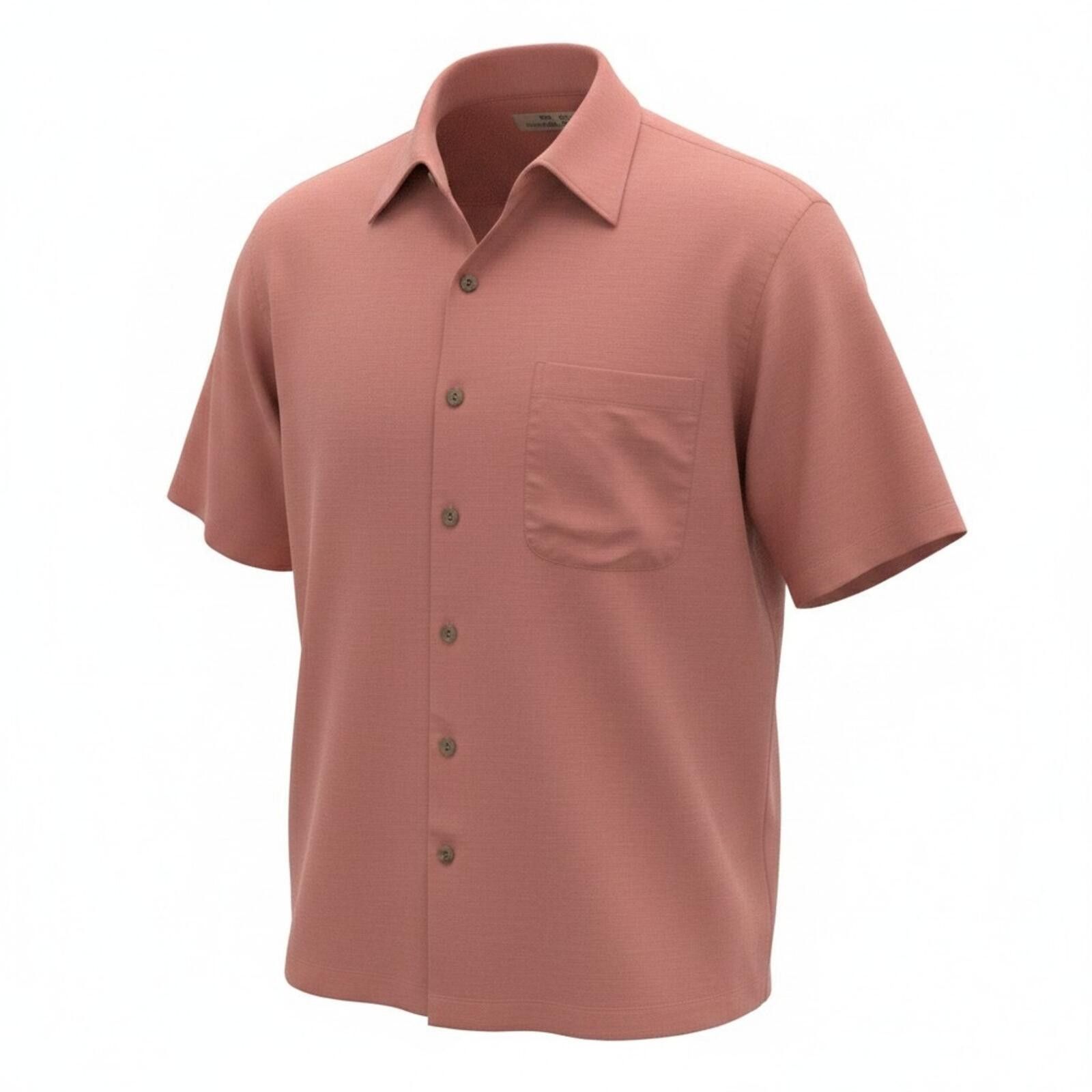 Tommy Bahama 100% Silk Tommy Bahama Textured Camp Shirt Salmon Sz XL Size US XL / EU 56 / 4 - 1 Thumbnail