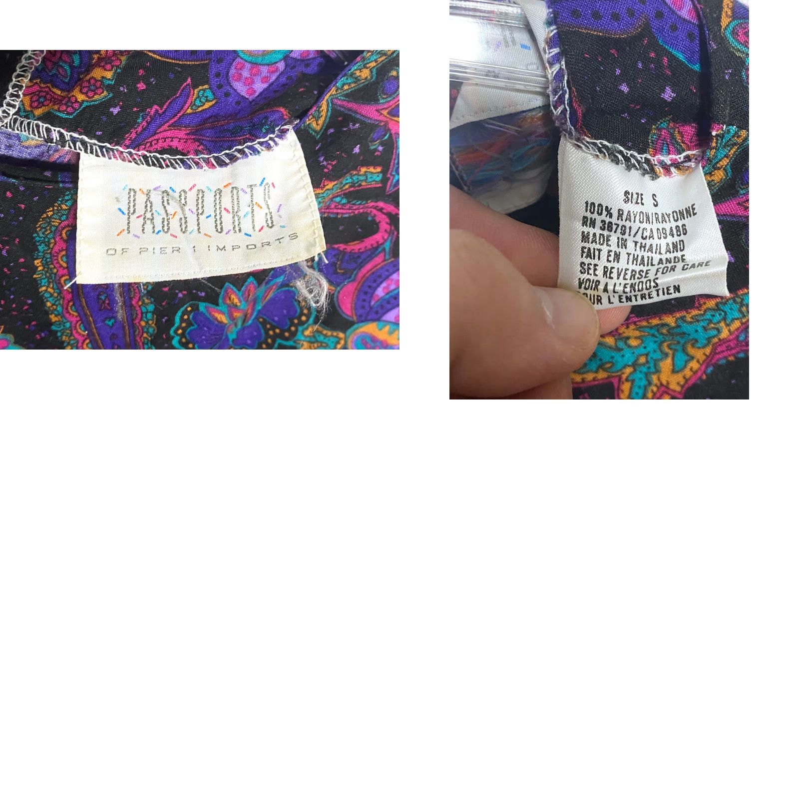 Vintage VINTAGE Pier 1 Dress Purple Paisley S Midi Long Sleeve Round Neck Pleated Secretary Modest Bohemian Retro Maximalist Womens Size S / US 4 / IT 40 - 8 Thumbnail